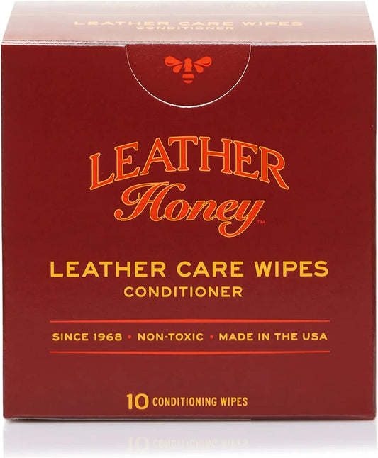 Leather Honey Leather Conditioner Wipes: Restore Leather On-The-Go. Protect & Condition Leather Couches, Car Seats, Purses, Shoes, Bags & Tack. Safe for Any Color. 10 Non-Toxic, Ready-to-Use Wipes