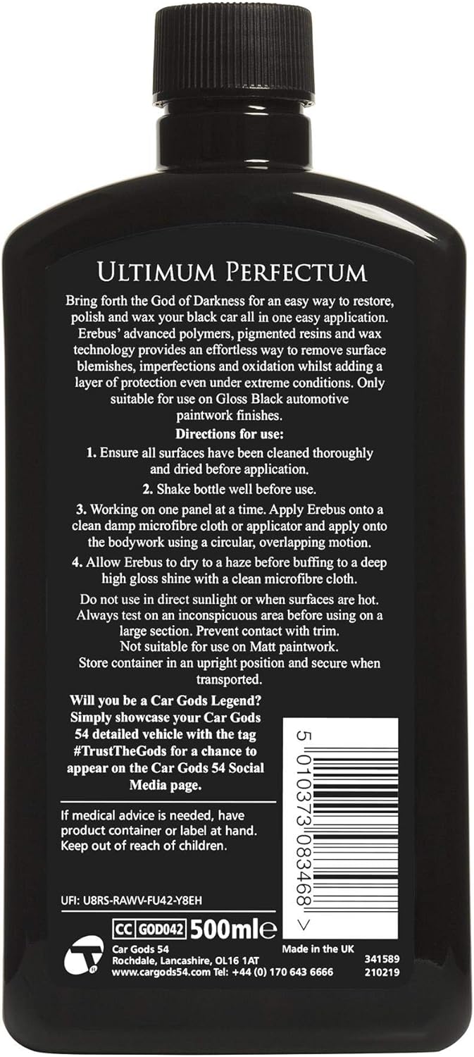 Car Gods Black Carnauba Wax Polish, Pigmented Formula 3 in 1 Removes Surface Oxidation, Blemishes and Minor Scratches, 17 Fl Oz