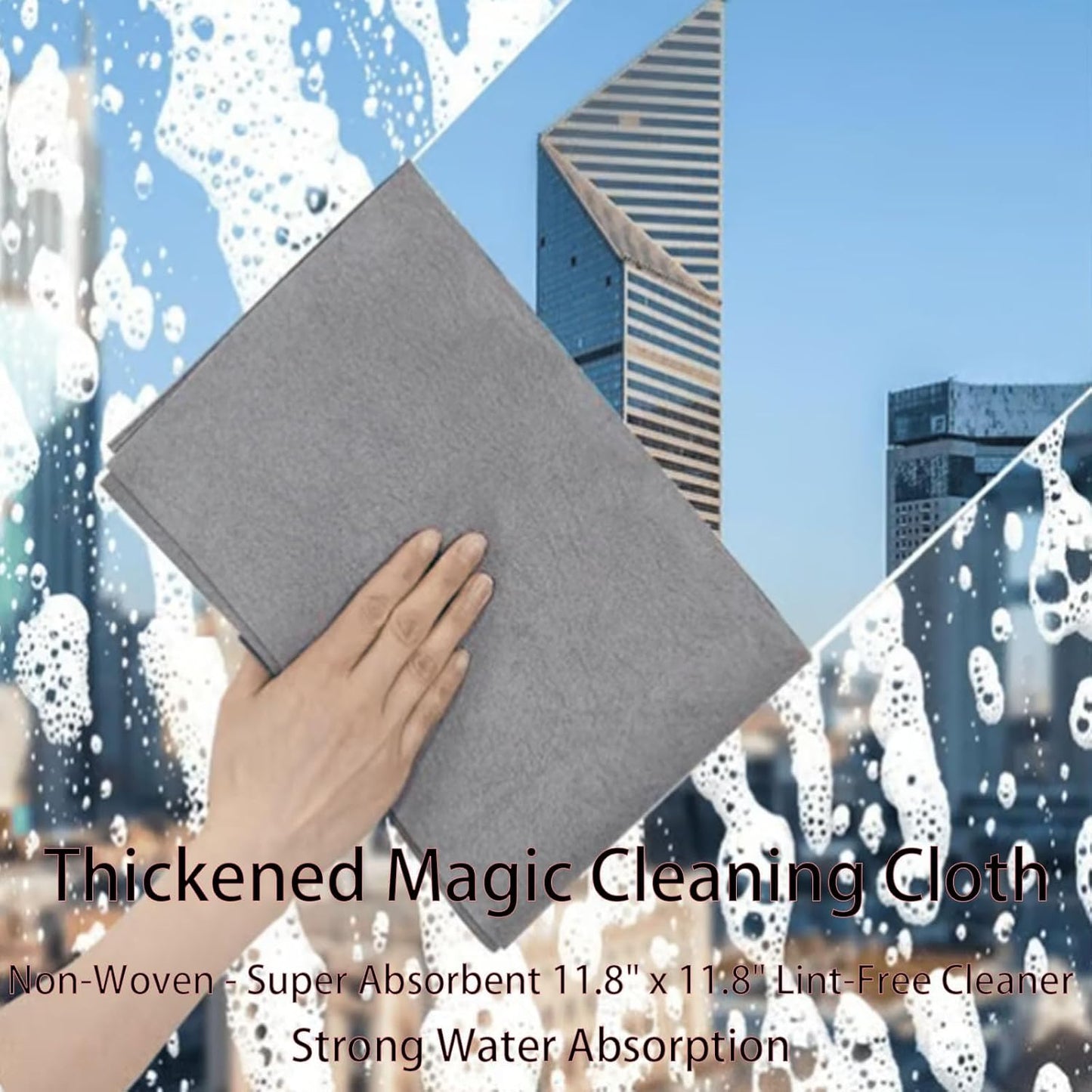 FETNHU Non-Woven - Super Absorbent 11.8" x 11.8" Lint-Free Cleaner, Reusable Thickened Magic Cleaning Cloth, Multipurpose Magic Cloths for Cleaning Glass, Cars, Kitchen, Window, Mirrors (10PCS-Black)