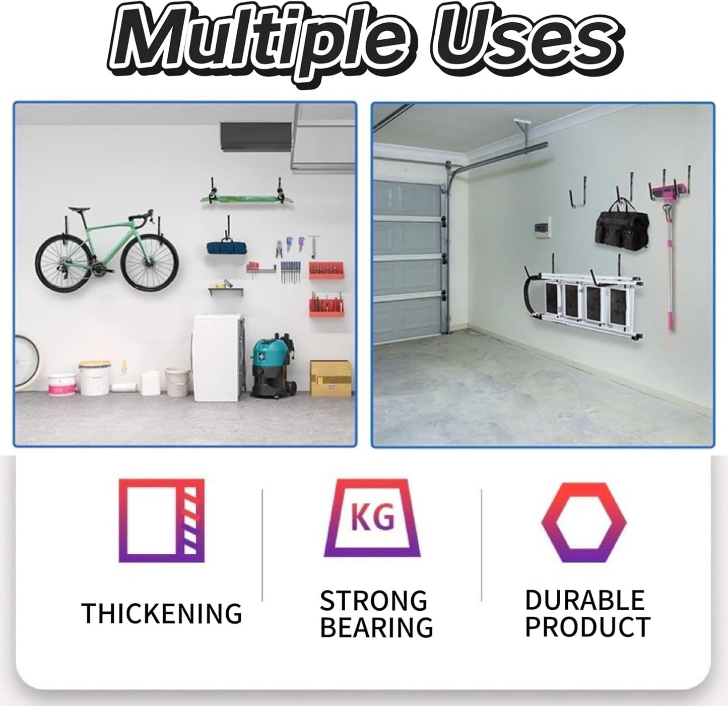 CROISSANT 2Pack Garage Storage Ladder Hook, Suitable for Kayak Hangers for Garage Wall, Heavy Duty Hooks for Hanging 50 lbs