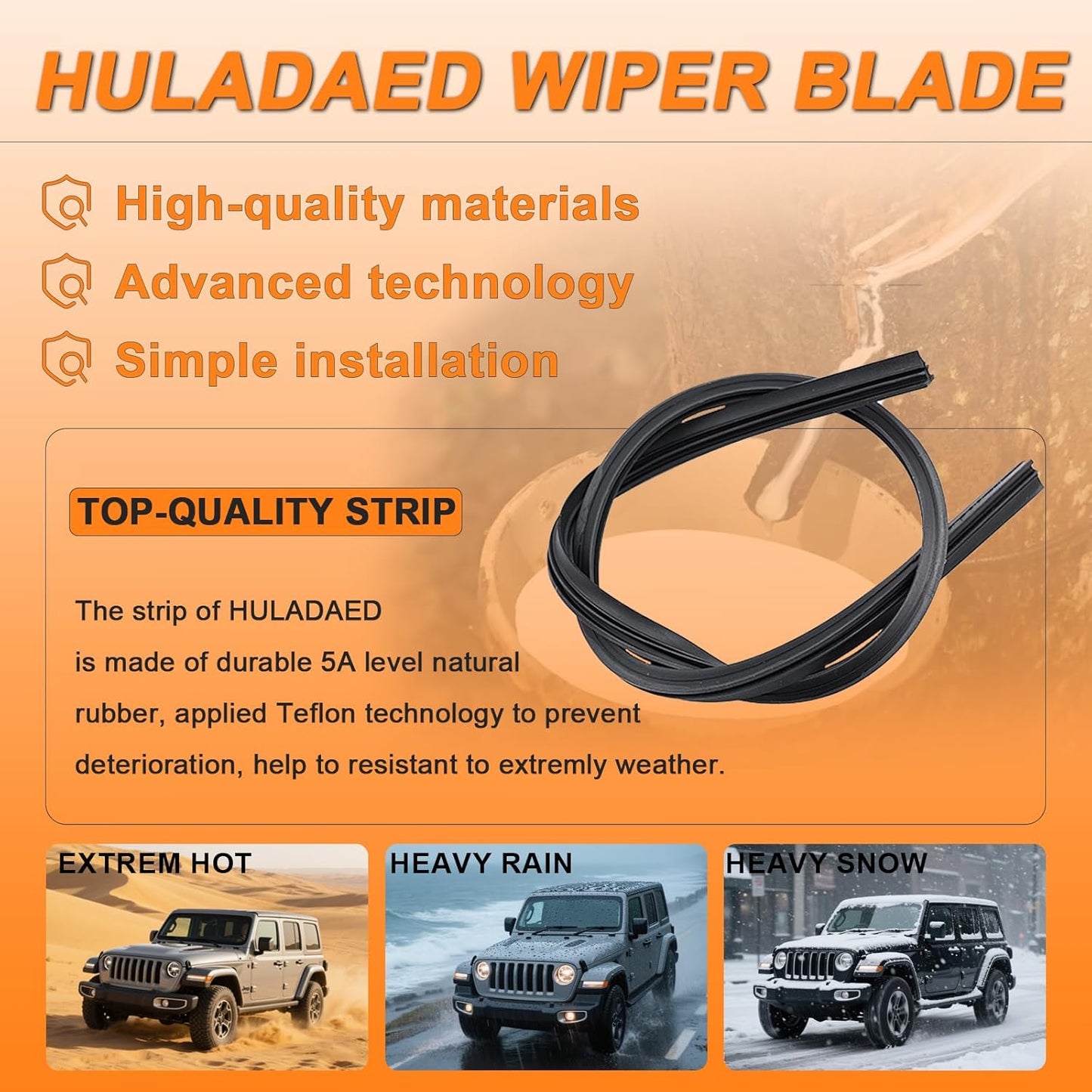 HULADAED® 26''+16''+12'' Windshield Wipers Replacement for Kia Niro 2022 2021 2020 2019 2018 2017,Silicone Front Rear Wiper blades for MY Car-All Weather & Quiet(3 PACK)