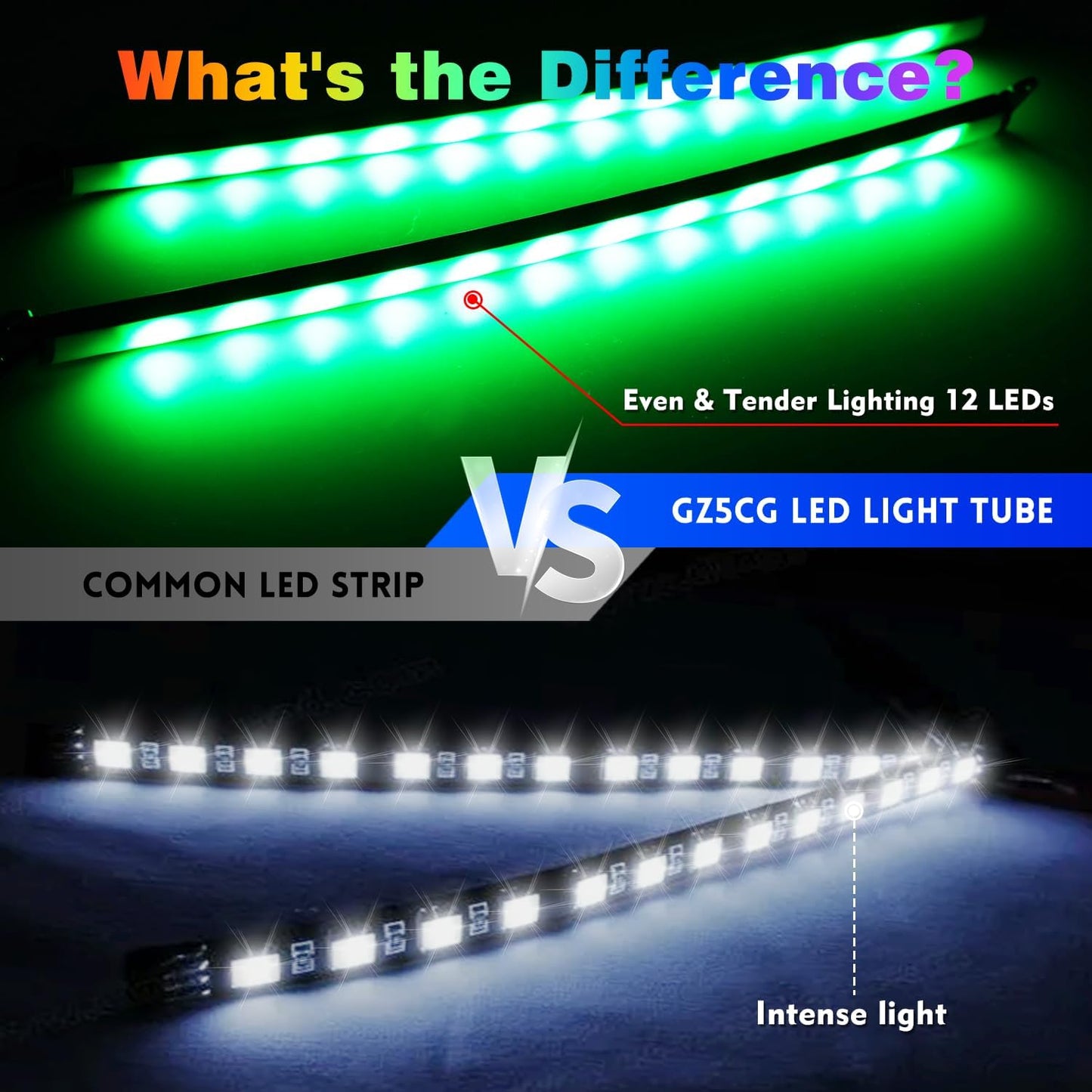 Car Led Interior Foot Well Light Strip Under Dash Bendable PVC Housing RGB 48LEDs Customizable 210 Modes Static Chase Gradient Strobe, Timer App Switch Control, USB 5V, No Remote