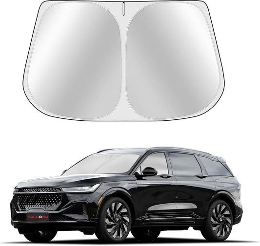 Custom Fit Windshield Sun Shade for Lincoln Nautilus 2024-2025 - Full Coverage, 210T Reflective Fabric, Double-Layer Design - Blocks 99% UV Rays, Keeps Car Cool, Easy to Install and Store