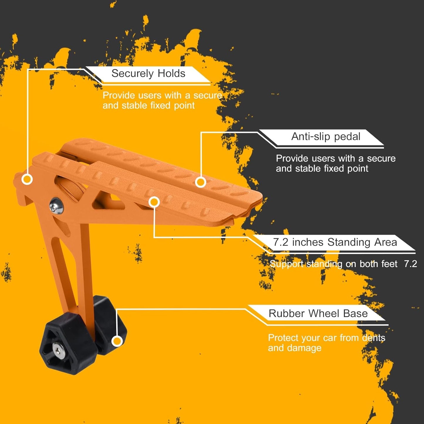 COWVIE Foldable Car Door Step Stand Pedal - Access to Vehicle's Top Roof Both Feet Stand Pedal Ladder for Most SUV Truck Jeep Orange