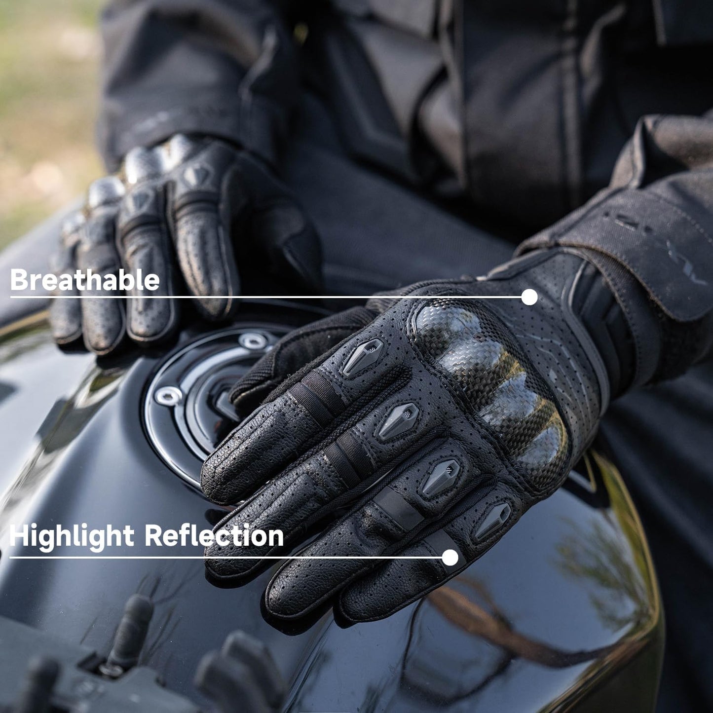 VXW Motorcycle Gloves for Men and Women - Gel Palm Sliders, Leather & Mesh Construction Full Finger Touchscreen, High-Speed Sports Gear for MTB/ATV/BMX/Motocross/Dirt Bike