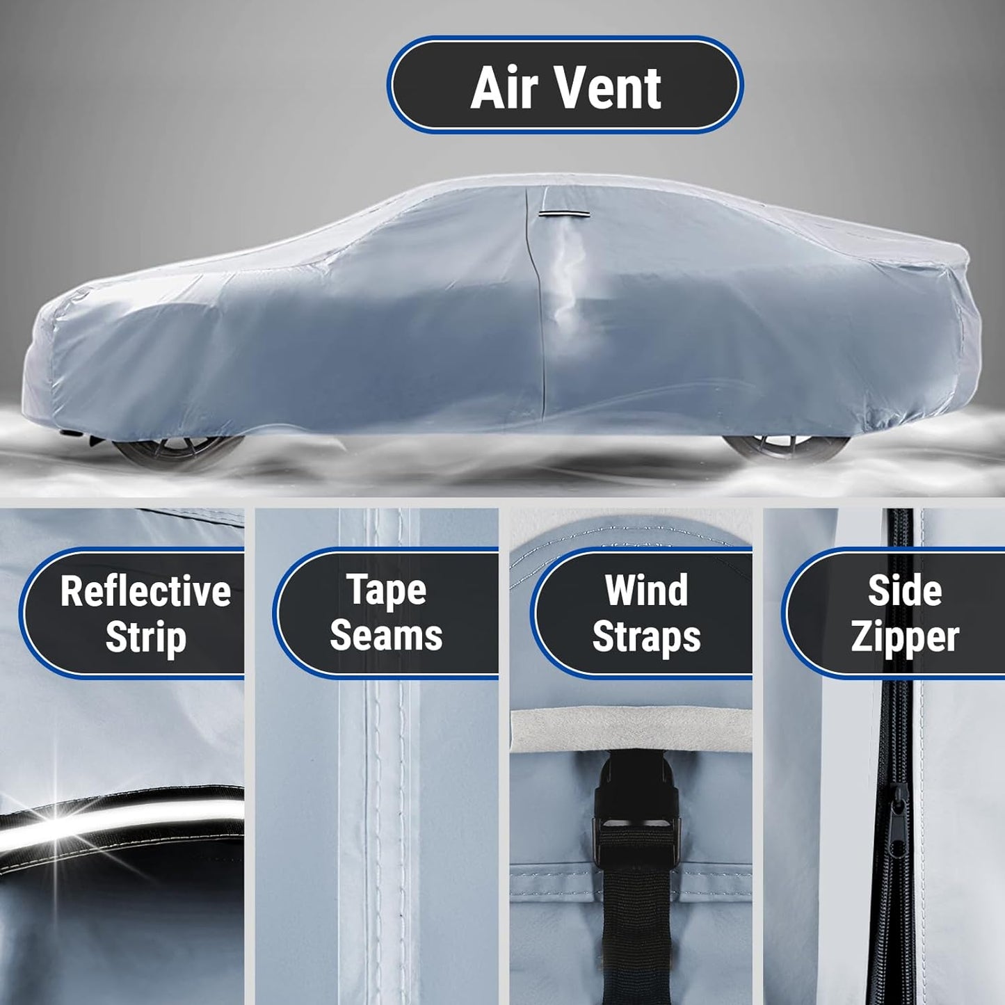 iCarCover Premium Car Cover for 1973-1977 Chevy Malibu Sedan Heavy Duty Waterproof All-Weather Automobiles Custom Fit Indoor Outdoor UV Snow Protection Covers with Straps and Bag