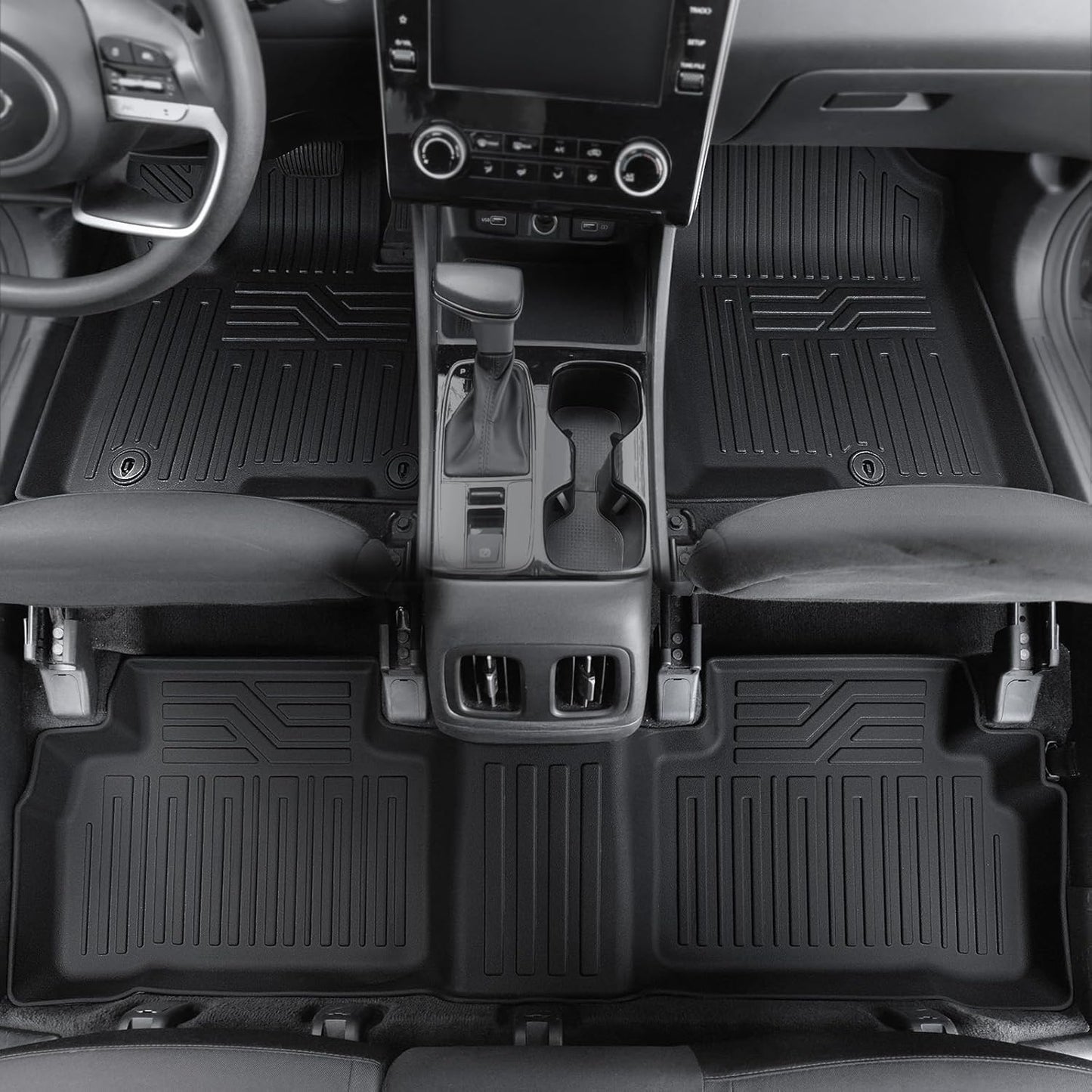 Floor Mats Set for 2022-2025 Hyundai Tucson Gas, Full Coverage All Weather Floor Mats Cargo Mat with Backrest Protectors & Door Sill Guards for Tucson Accessories(Not fit Hybrid)