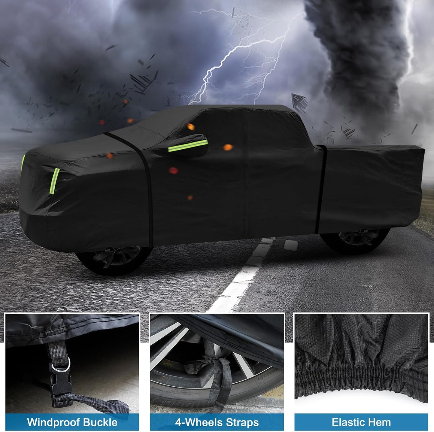 for Chevy Silverado 1500 Crew Cab 6.6 ft. Bed Truck Cover, Waterproof All Weather Car Covers with Zipper Windproof Heavy Duty Protection for 2000-2023 Silverado 1500/GMC Sierra 1500(UP to 241.7‘’L)