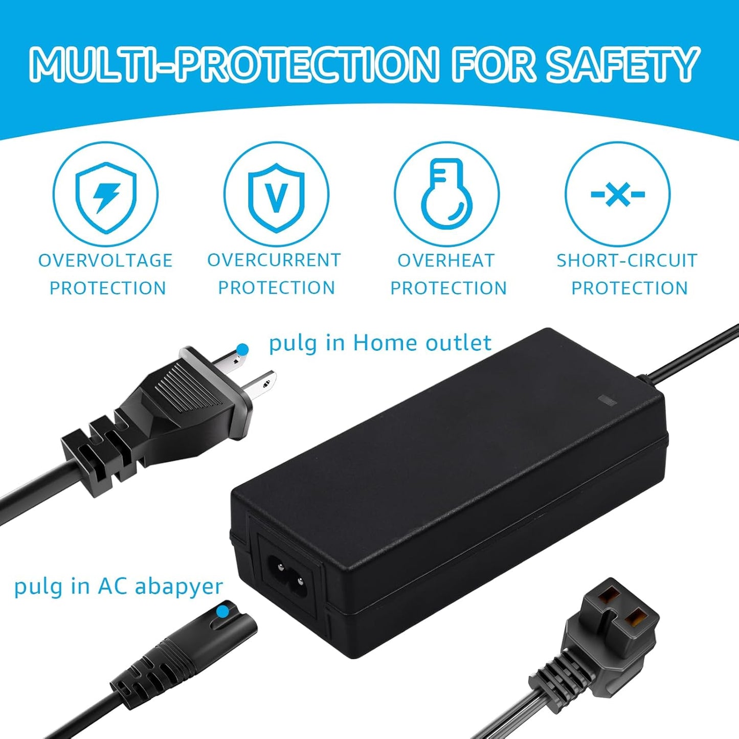 Car Refrigerator Power Adapter.AC/DC AC Power Cord Suitable for 12V Car Refrigerators, 12V Refrigerators, and Portable Car Refrigerators.