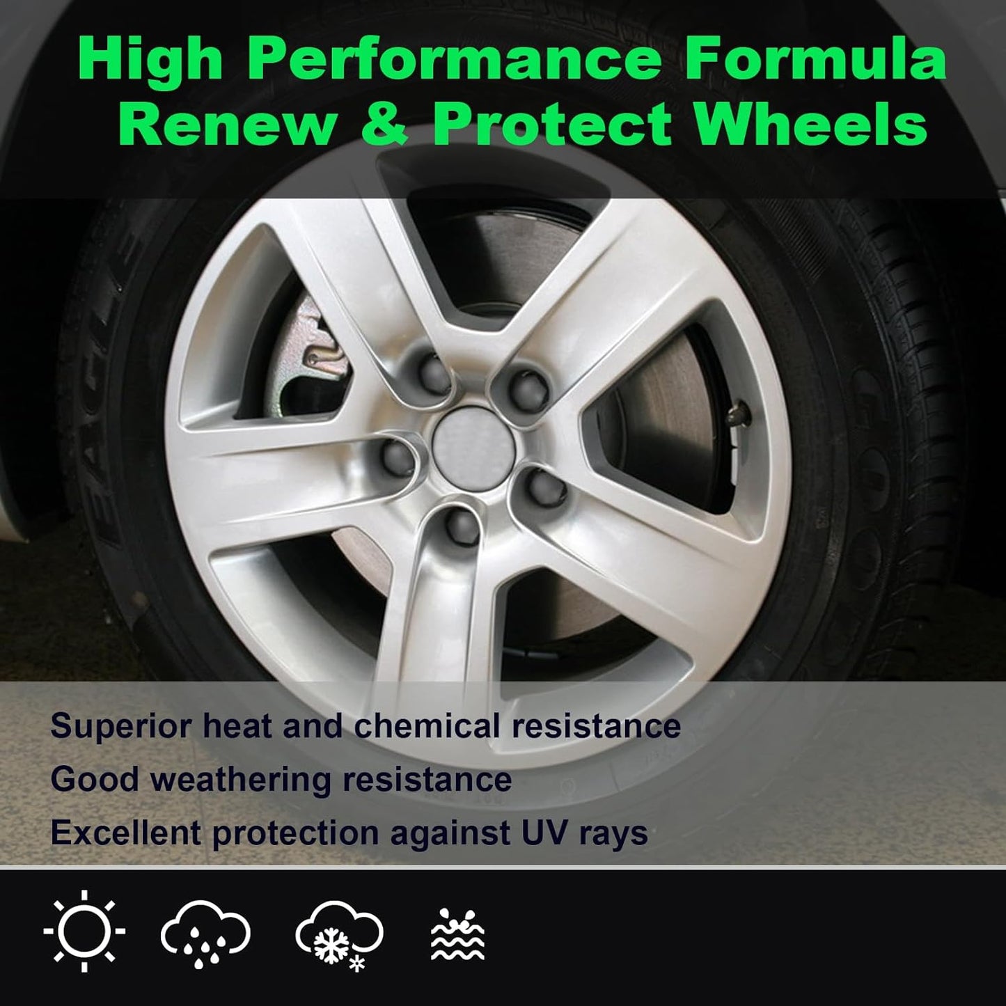 NADAMOO Aluminum Wheel Spray Paint, Semi-gloss Aerosol Car Rim Paint for Recolor and Protection of Metal Surface, Silvery, 2 Cans, 13 Oz Per Can