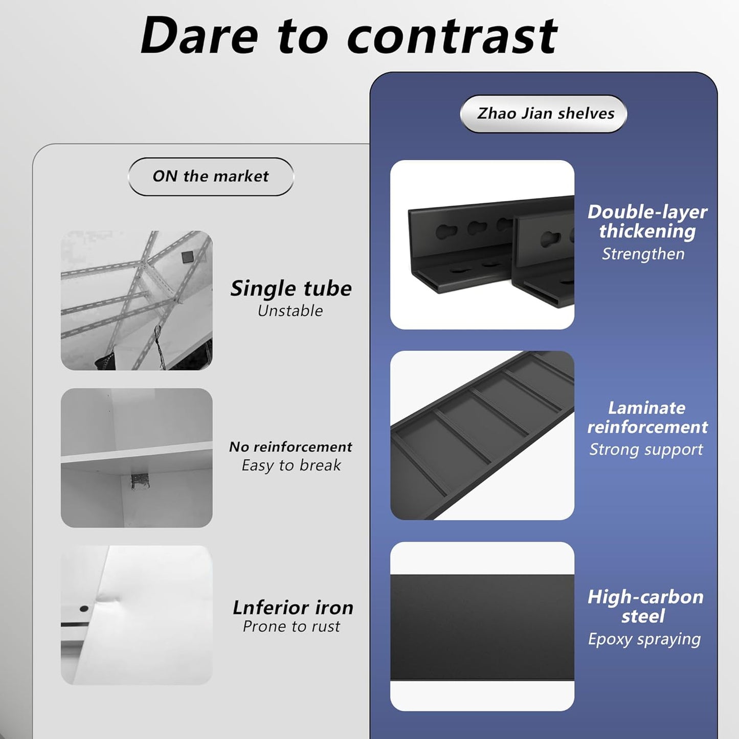 Thickened Steel Structure Multi-Functional Storage Shelves Load Capacity 500 lbs per Shelf Free Adjustable Height Suitable for Garage, Basement, Warehouse Storage, Black (63.0 “H*35.4 ”W*15.7 "D)