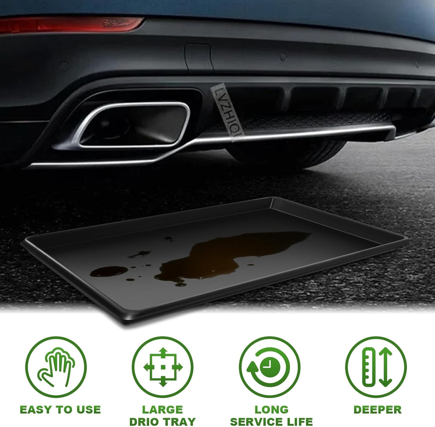 3 Pcs Extra Large Oil Drip Pan for Under Car - 35.4 x 24 x1.6 Inches, Hard Plastic Auto Oil Drip Tray, Oil Catch Pan Replacement Tray to Keep Garage Floor Show Room Driveway Safe and Clean