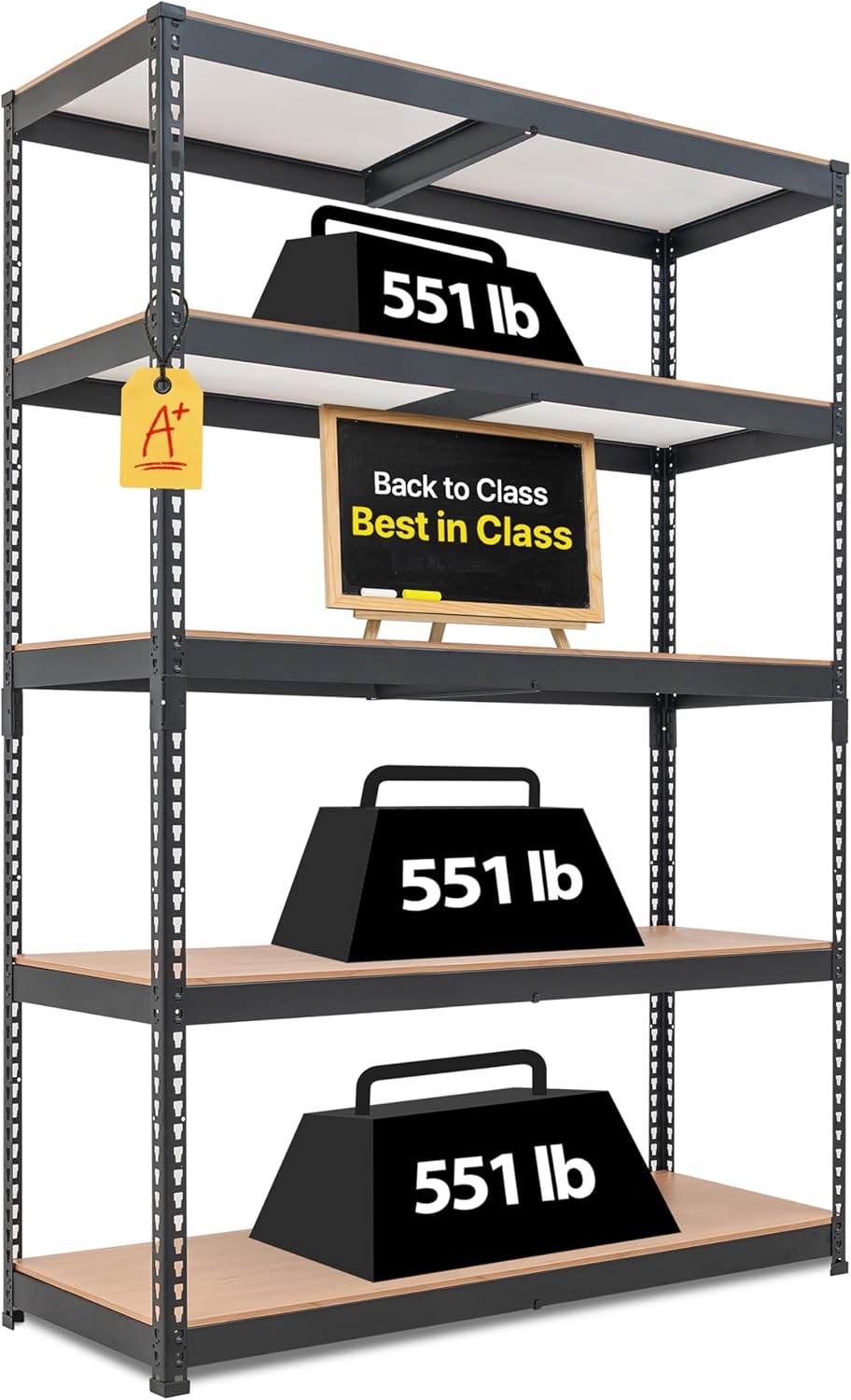 HOMEDANT 5 Tier Laminated Boltless Heavy Duty Garage Storage Adjustable Wide Size Metal Shelving Unit Utility Rack Shelves Organization Multipurpose Shelf Shed Warehouse 47.7"W x 18.2"D x 71.3"H 1Pack