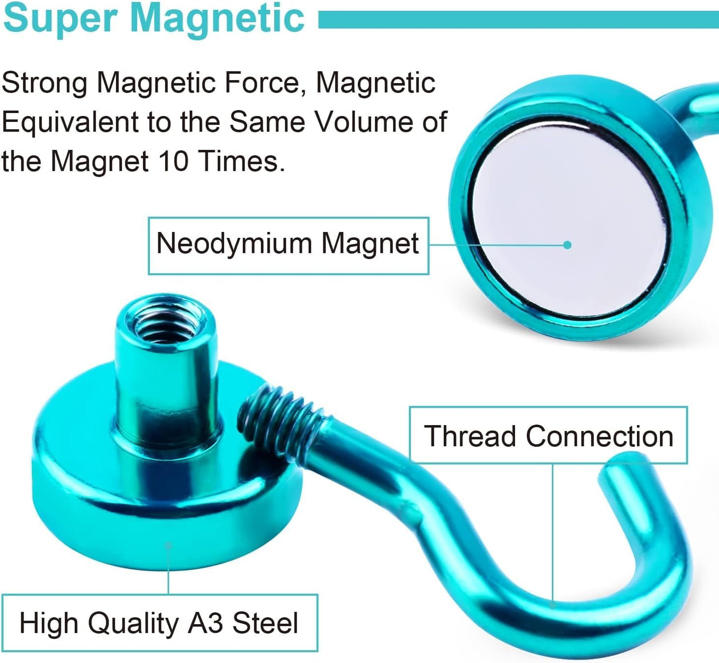 DIYMAG Magnetic Hooks, 30Lbs Strong Heavy Duty Cruise Magnet S-Hook for Classroom, Fridge, Hanging, Cabins, Grill, Kitchen, Garage, Workplace and Office Etc, (10 Pack-Green)