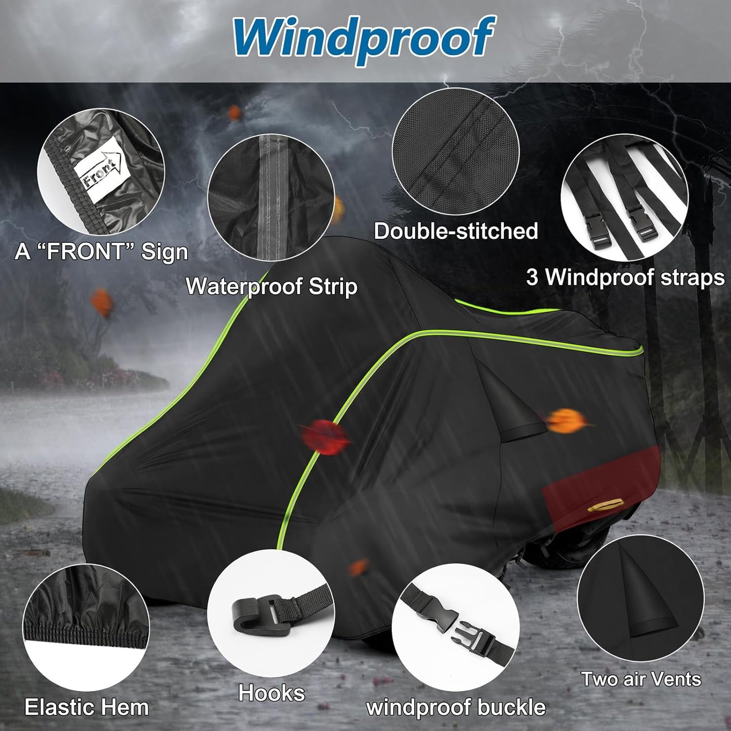 for Can-Am Spyder RT Full Cover 2010-2019, 420D Heavy Duty Waterproof Cover for Outdoor Storage Fits for Can Am Spyder RT Limited Accessories 2010-2019