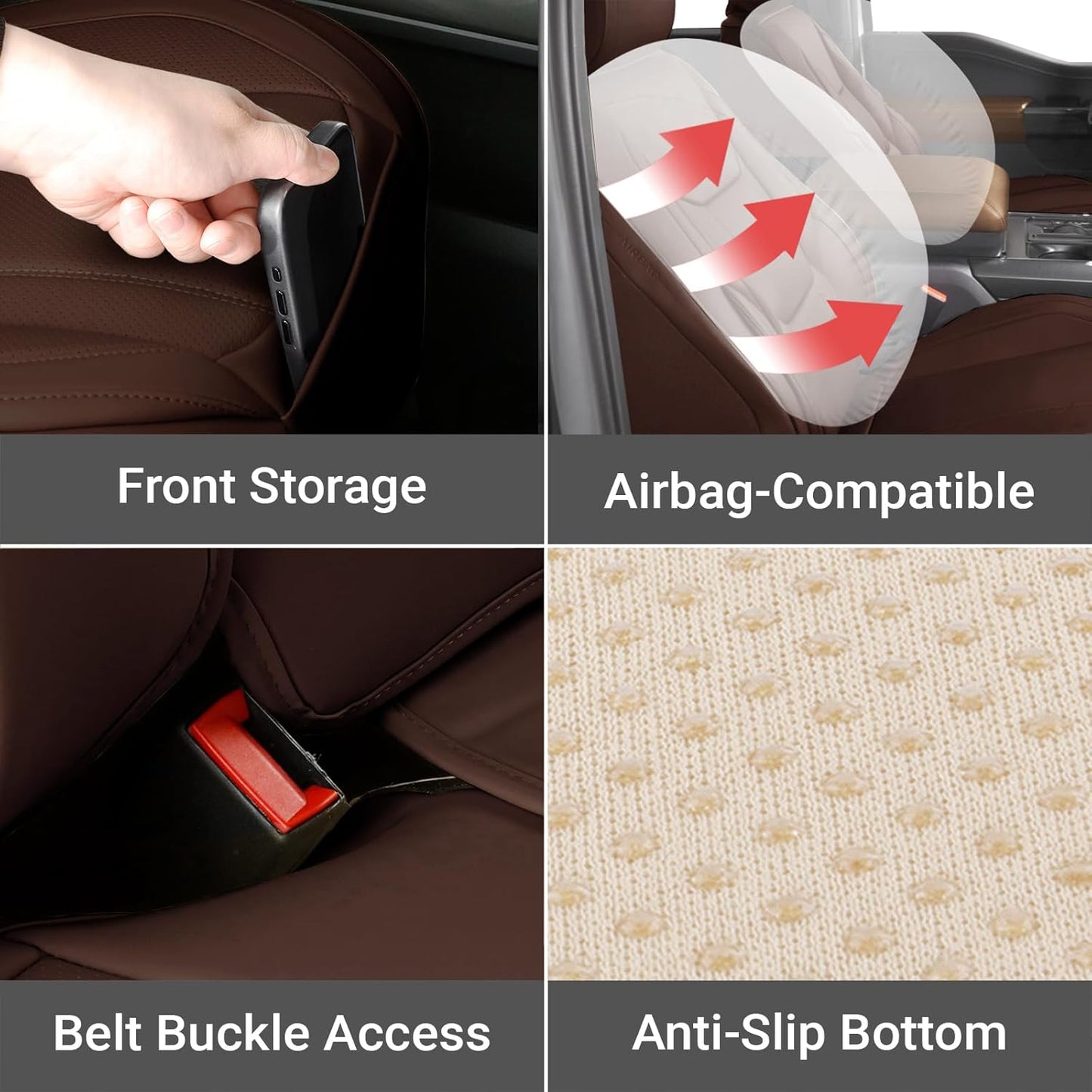 Coverland Custom Car Seat Covers Compatible with 2016-2025 Titan King Cab - Premium Leather Non-Slip Memory Foam Waterproof Cover Interior Protector Full Set-Dark Brown [See Size Chart-Size X121]