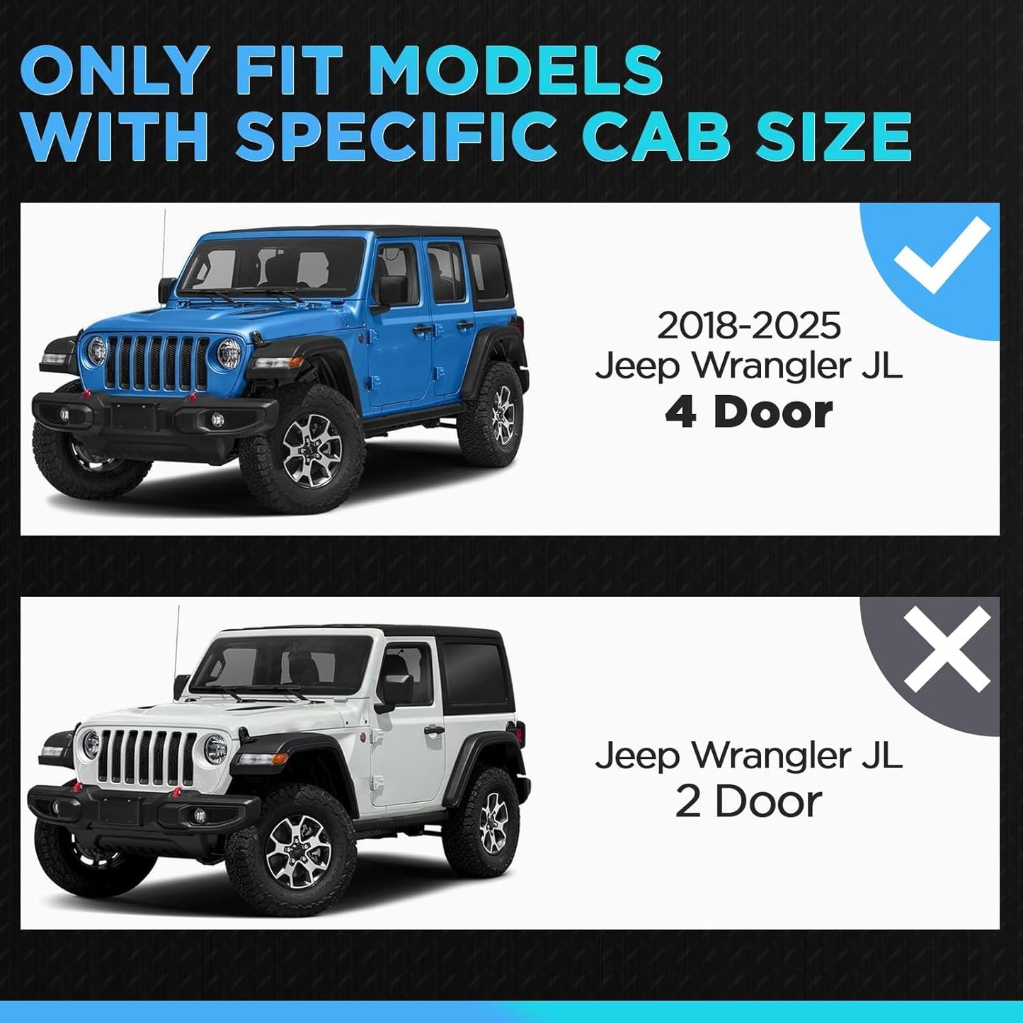 PZ 7" Running Boards Compatible with 2018-2025 Jeep Wrangler JL 4 Door, Matte Black Side Steps Nerf Bars