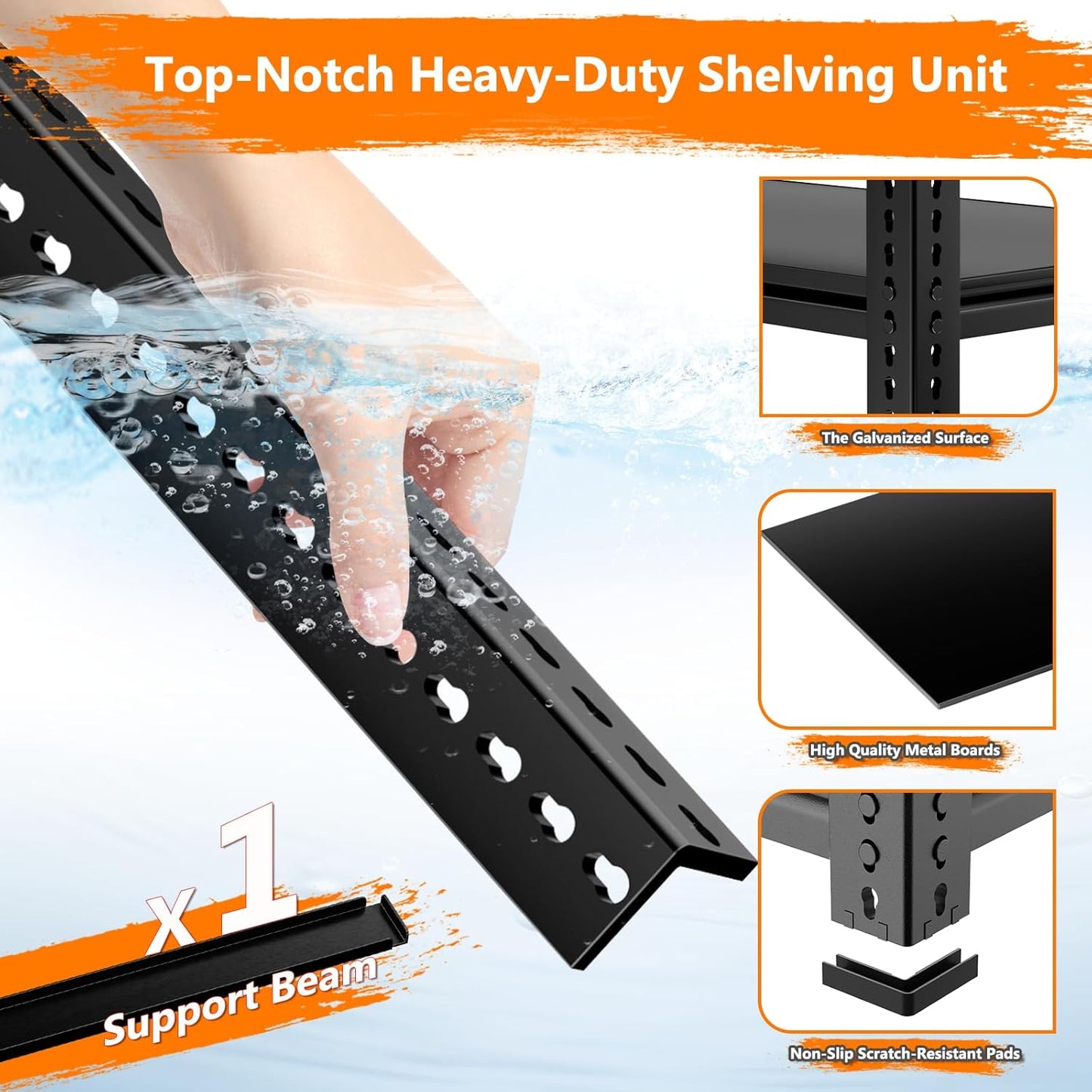 Storage Shelves Heavy Duty 4 PCS, 48"L x 18"W x 72"H Garage Storage Shelves Unit Loads 3700LBS, 5-tier Adjustable Metal Industrial Utility Shelf Rack for Kitchen, Laundry Room, Warehouse, Basement