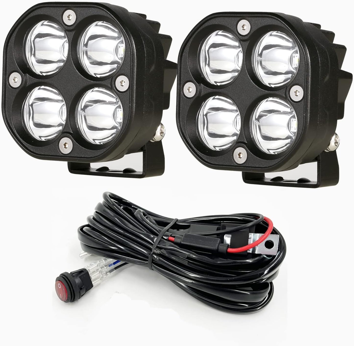 BIGLION.X LED Cubes, 3 Inch Pair 80W LED Driving Pods Spot Beam Off Road Fog Lights Waterproof IP68