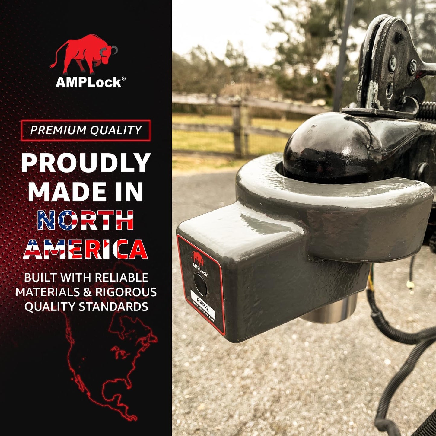 AMPLock - U-LPCVR Heavy Duty 5th Wheel Lock, Patented Cylinder Lock, Travel Trailer Security Conical 5th Wheel Lock, Reliable Heavy Duty 5th Wheel Lock, Anti Theft Trailer Protection & Security