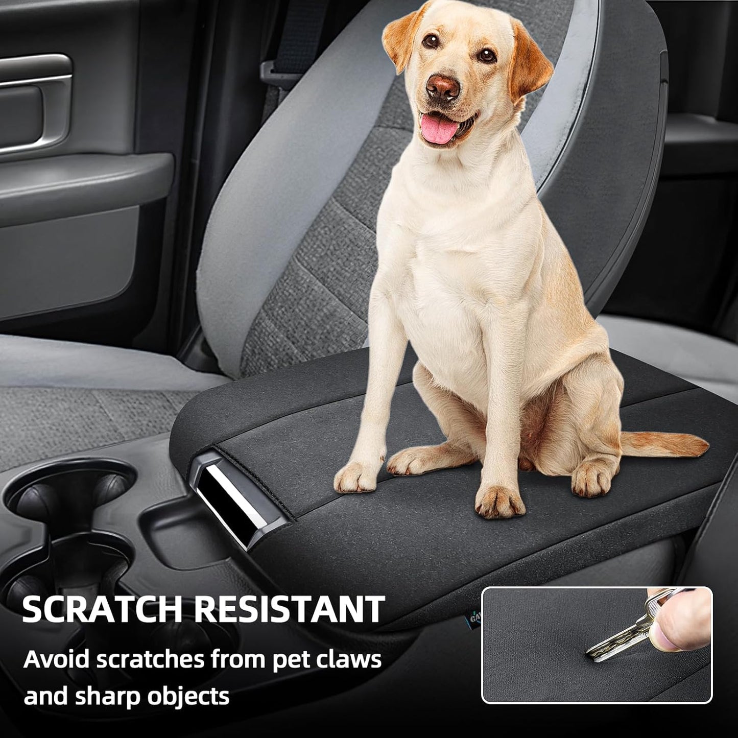 Center Console Cover Fit for 2013-2018 Dodge Ram 1500 & 2013-2023 Ram 2500/3500/1500 Classic Model for Jump Seat Console, Armrest Cover Cozy Neoprene, Customized Accessories