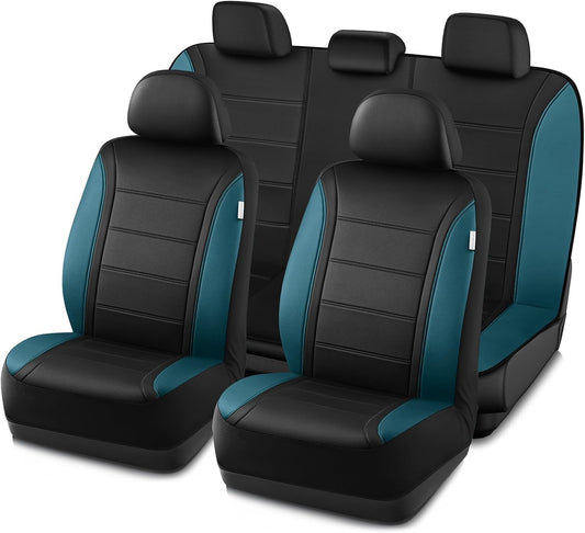 Road Comforts Leather Seat Covers, Breathable Car Seat Covers Full Set for Men,Airbag Compatible, Automotive Seat Covers Set Universal Fit Most Cars,Vans,Truck,SUV