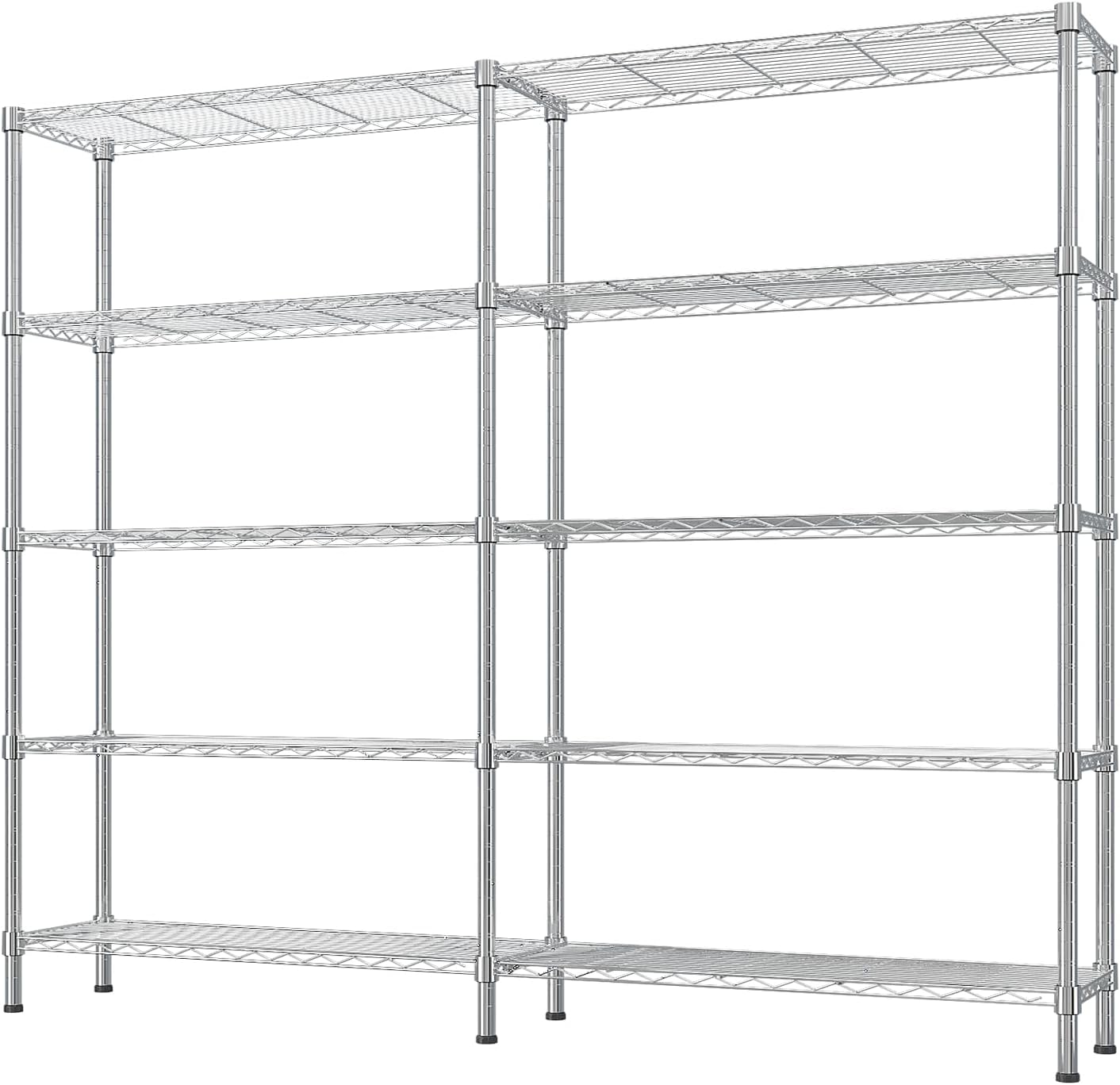 VINGLI 5 Tier Storage Shelves 1430LBS Heavy Duty Metal Shelving, Upgraded 58" W Garage Shelving Unit, Adjustable Wire Shelf for Storage Rack Commercial Pantry Shelf Organizer, 58" W × 13.8" D × 71" H
