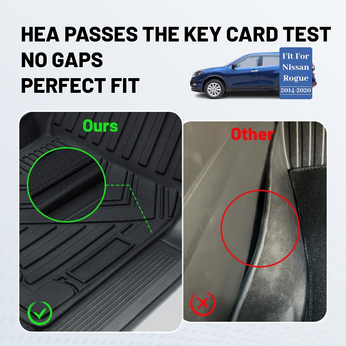 Fit for Nissan Rogue 2020-2014 Cargo Mats, All-Weather Rear Trunk Mat Rear Seat Cargo Cover Liners Protector for 2014 2015 2016 2017 2018 2019 2020 Nissan Rogue Accessories
