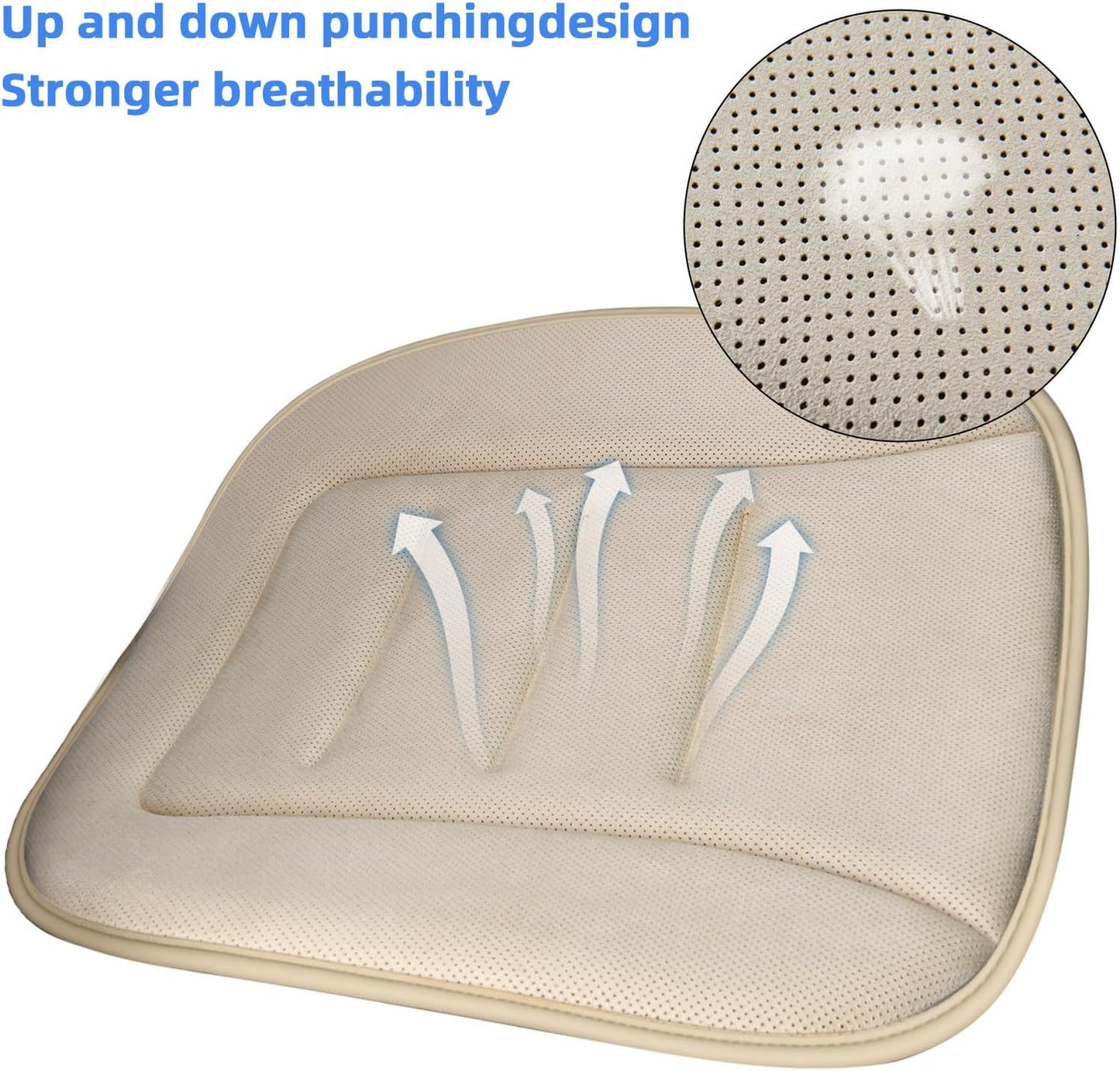 KAYI Car Seat Cushion, Memory Foam Car Seat Cushion, Anti Slip Rubber Bottom Car Seat Cushions for Driving, Suitable for Car and Office Chairs (2 Pack, Cream)