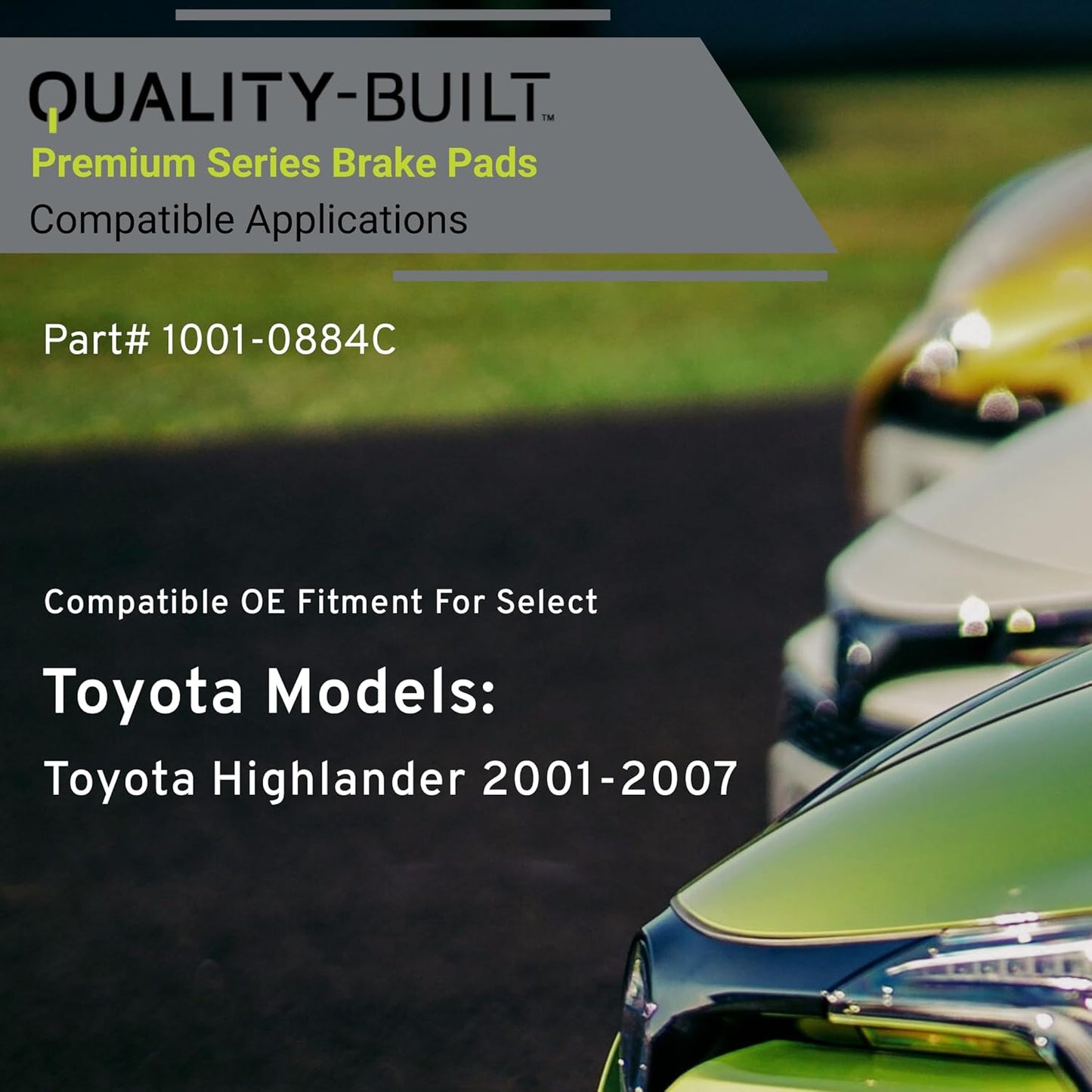 Premium Ceramic Front Brake Pads (1001-0884C) Compatible with Toyota Highlander 2001-2007