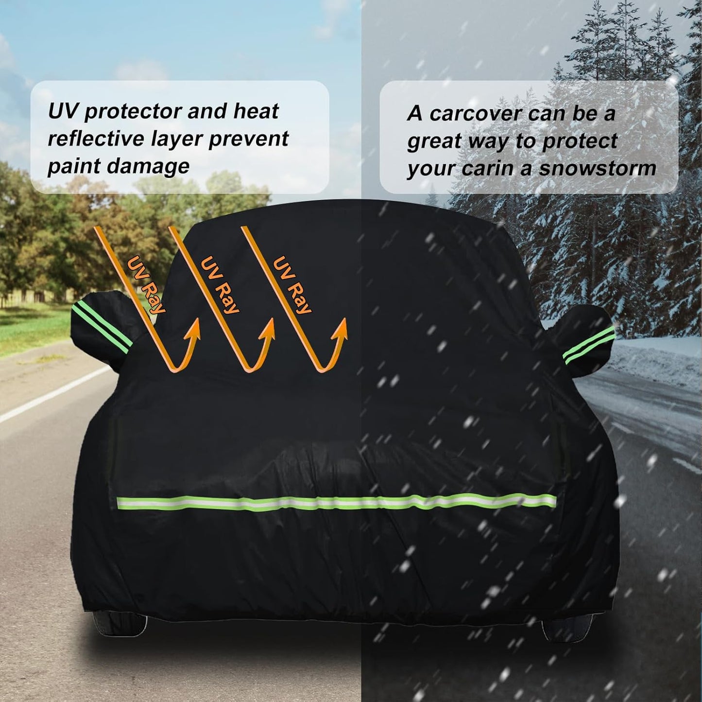 Waterproof Car Covers for 2007-2023 Chevy Suburban/GMC Yukon XL/Cadillac Escalade ESV(Black) 210T Custom 6 Layers Heavy Duty Waterproof All Weather Protection Outdoor