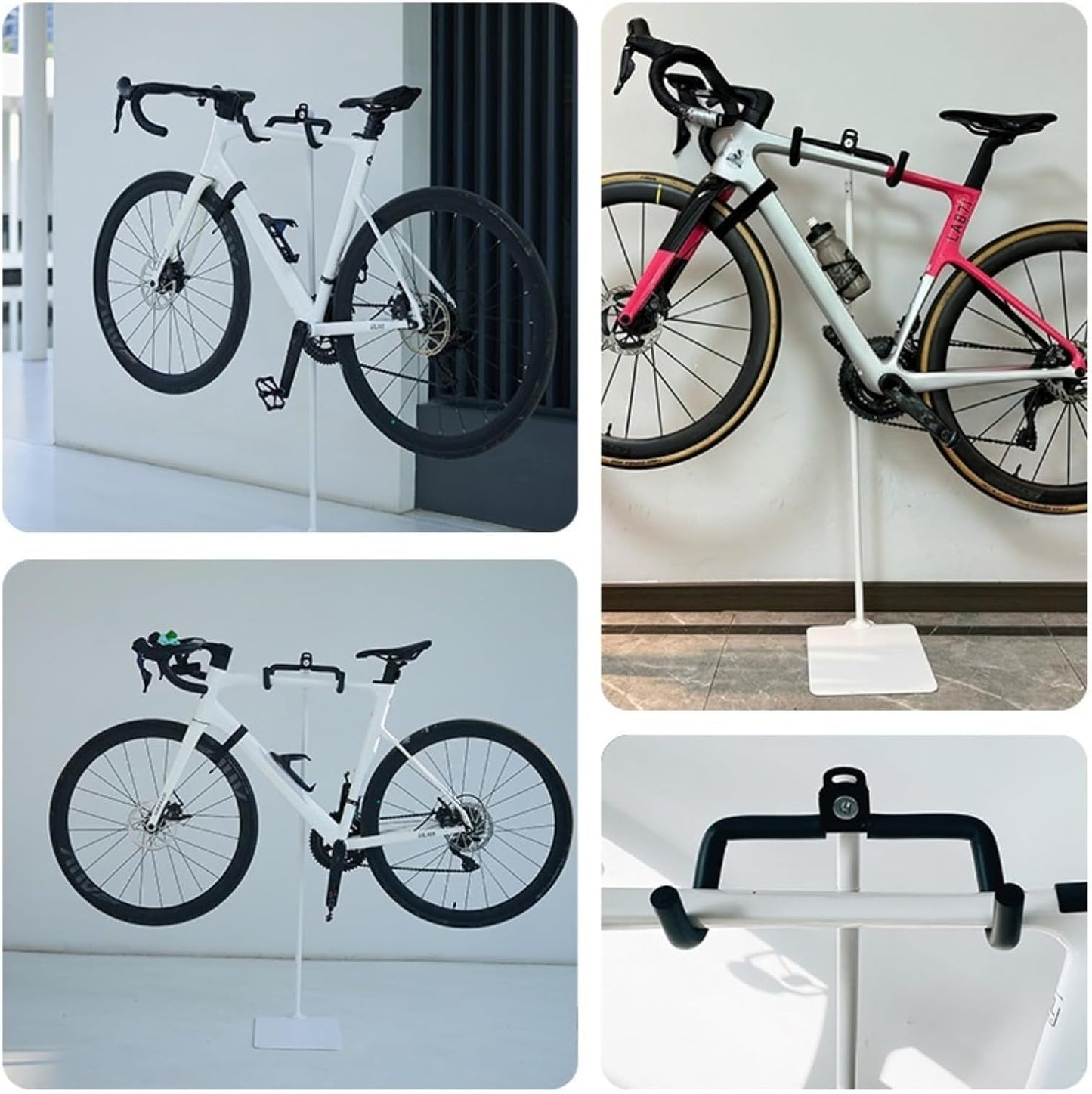 Rcool Carbon Steel Bike Stand,Adjustable 24-51in,Home Garage Parking Rack,Stable Anti-Slip,Durable Install,Frame Protection,Space-Saving，White