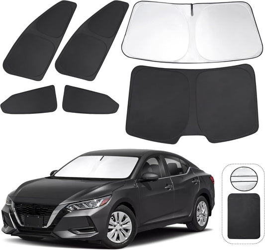TINGLU Window Shades for Nissan Sentra 2020-2024 2025 Accessories Car Side Full Windows Rear Triangular Windshield Sun Shade Sun UV Rays & Privacy Protection for Camping,Napping,and Relaxing 6PCS