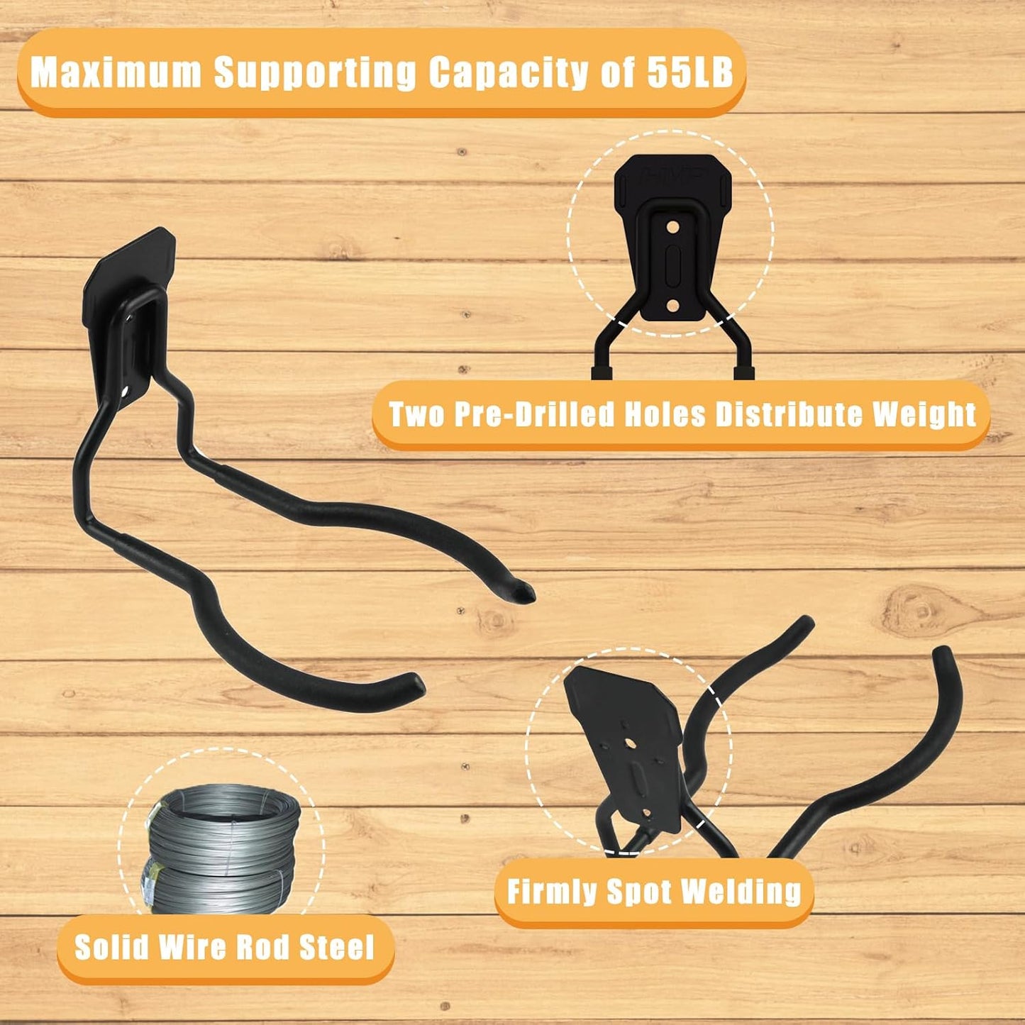 String Trimmer Hanger, Weedeater Rack, Garage Wall Power Tool Hooks, Utility Hooks for Tool Organizers and Storage 3 Pcs