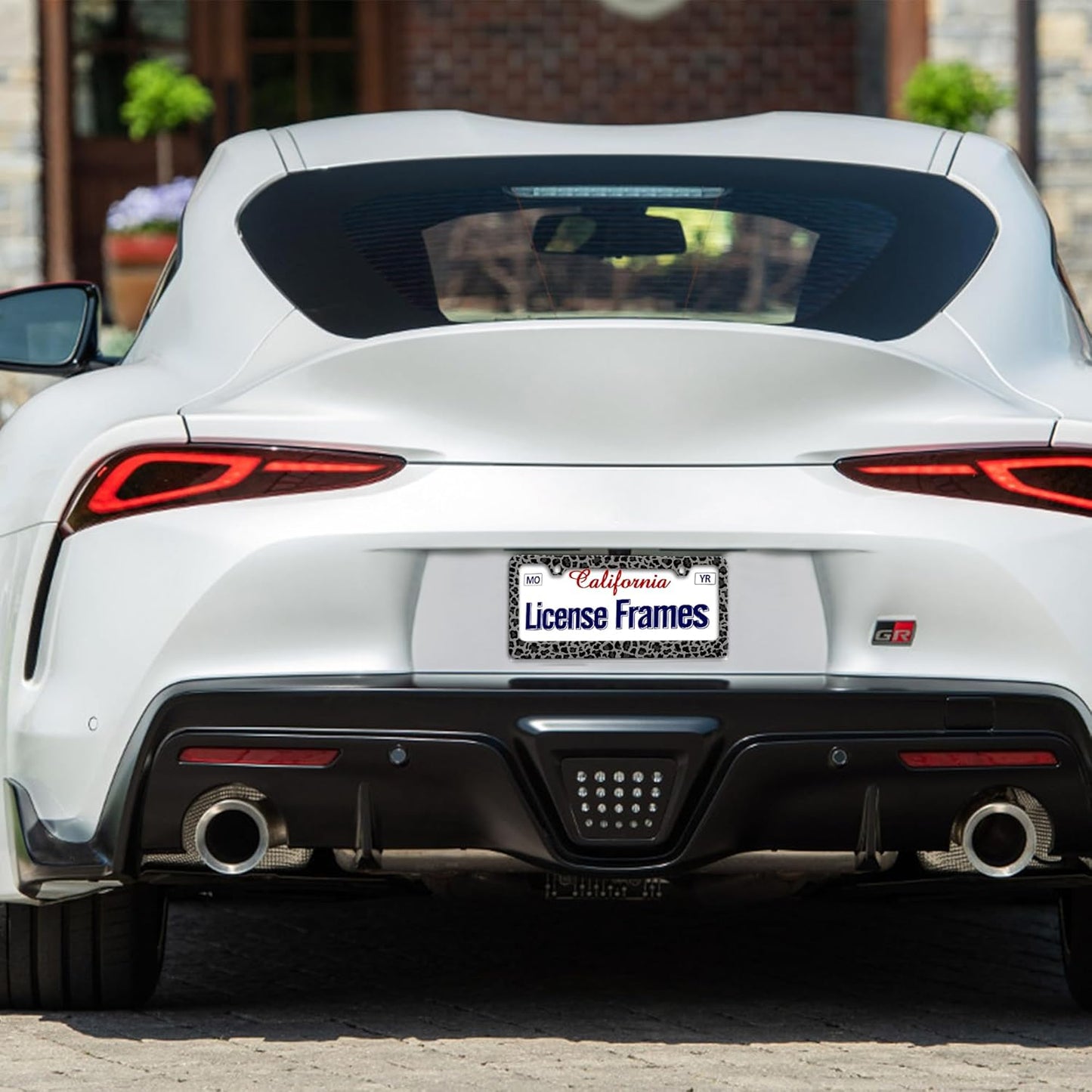 Stainless Steel Black Cheetah License Plate Holder Leopard Print License Plate Frame Cheetah Leopard Black Car License Plate Covers tag Frame for Women 12.3" X 6.3"