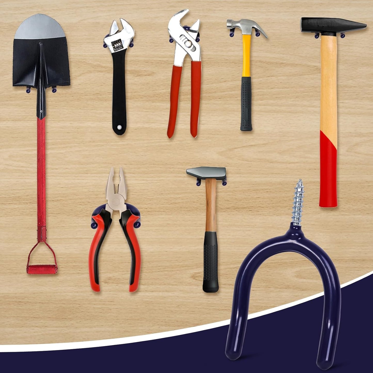 12 Pack Garage Storage System Steel U Hooks with Anti-Slip Coating Home Improvement and Organization Screw in Hooks Easy Wall Mounting Heavy Duty Bike and Ladder (Blue, 12 Pack)