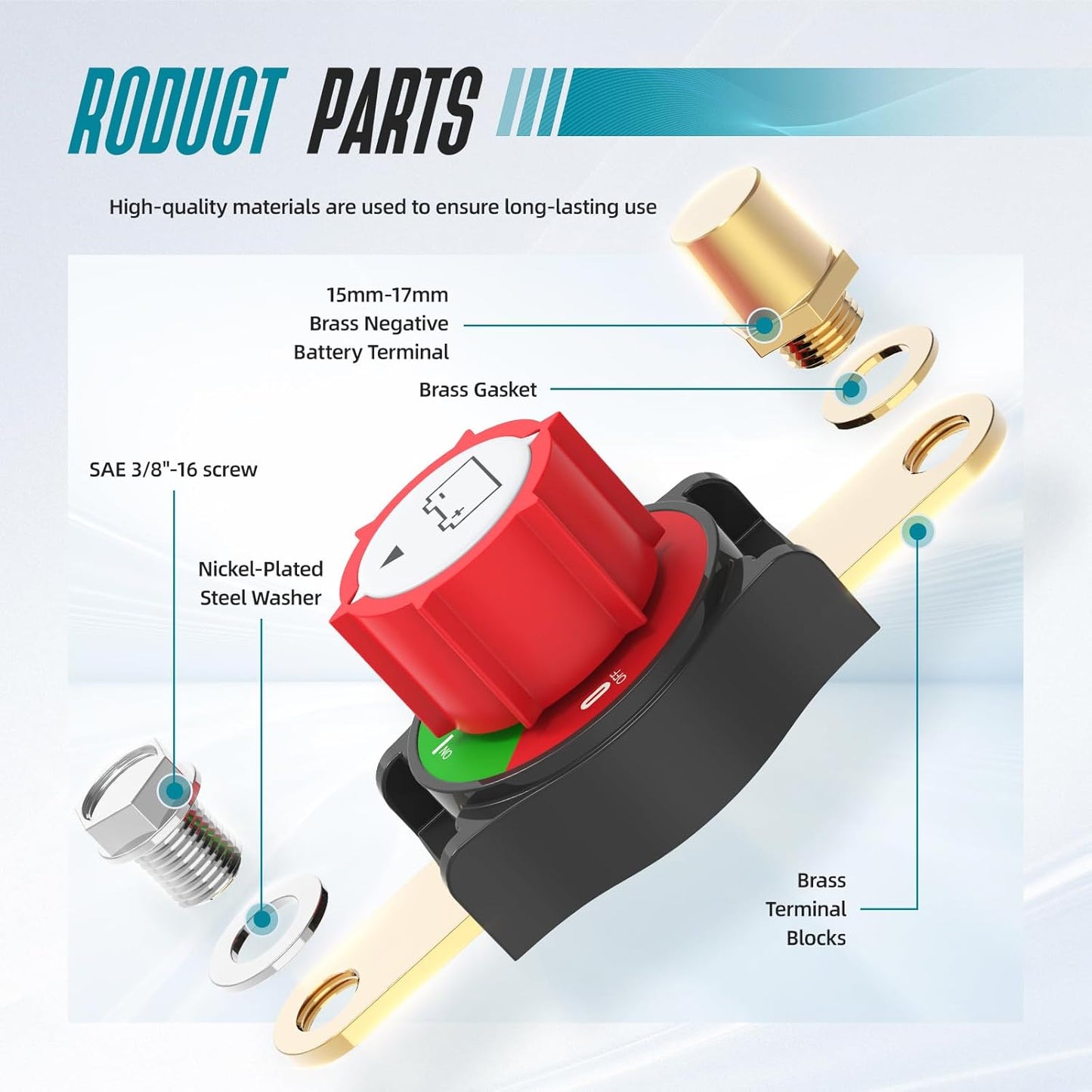 Battery Disconnect Switch, Hilictokt Top Post to Side Post Battery Switch 275A 12-48V Heavy-Duty Battery Disconnect Switch Battery Cut Off Switch for Car Vehicle RV and Boat (On/Off)