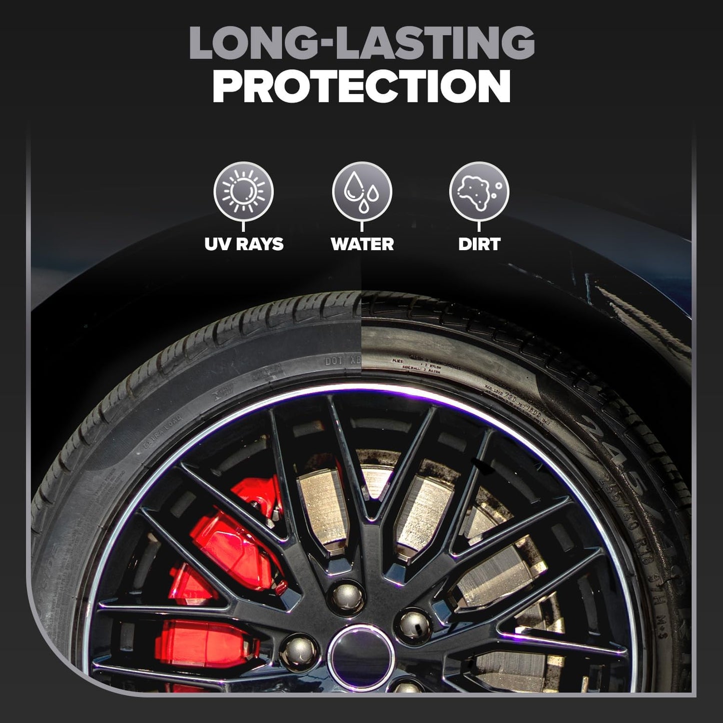 Carfidant Ultimate Tire Shine Gallon - Black Satin Shine - New Look Tire Dressing and Rubber Protectant - Long-Lasting with Non-Grease and No Sling - 128 fl. oz.