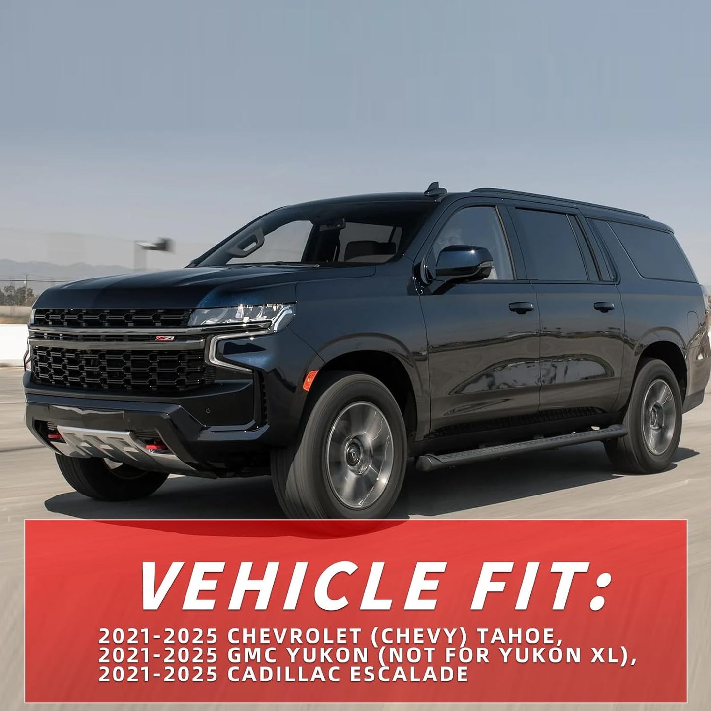 in Channel Rain Guards Fit for 2021 2022 2023 2024 2025 Chevrolet (Chevy) Tahoe/GMC Yukon/Cadillac Escalade, Durable Window Wind Deflectors, Smoke Tinted Vent Window Visors Shades, 4PCS