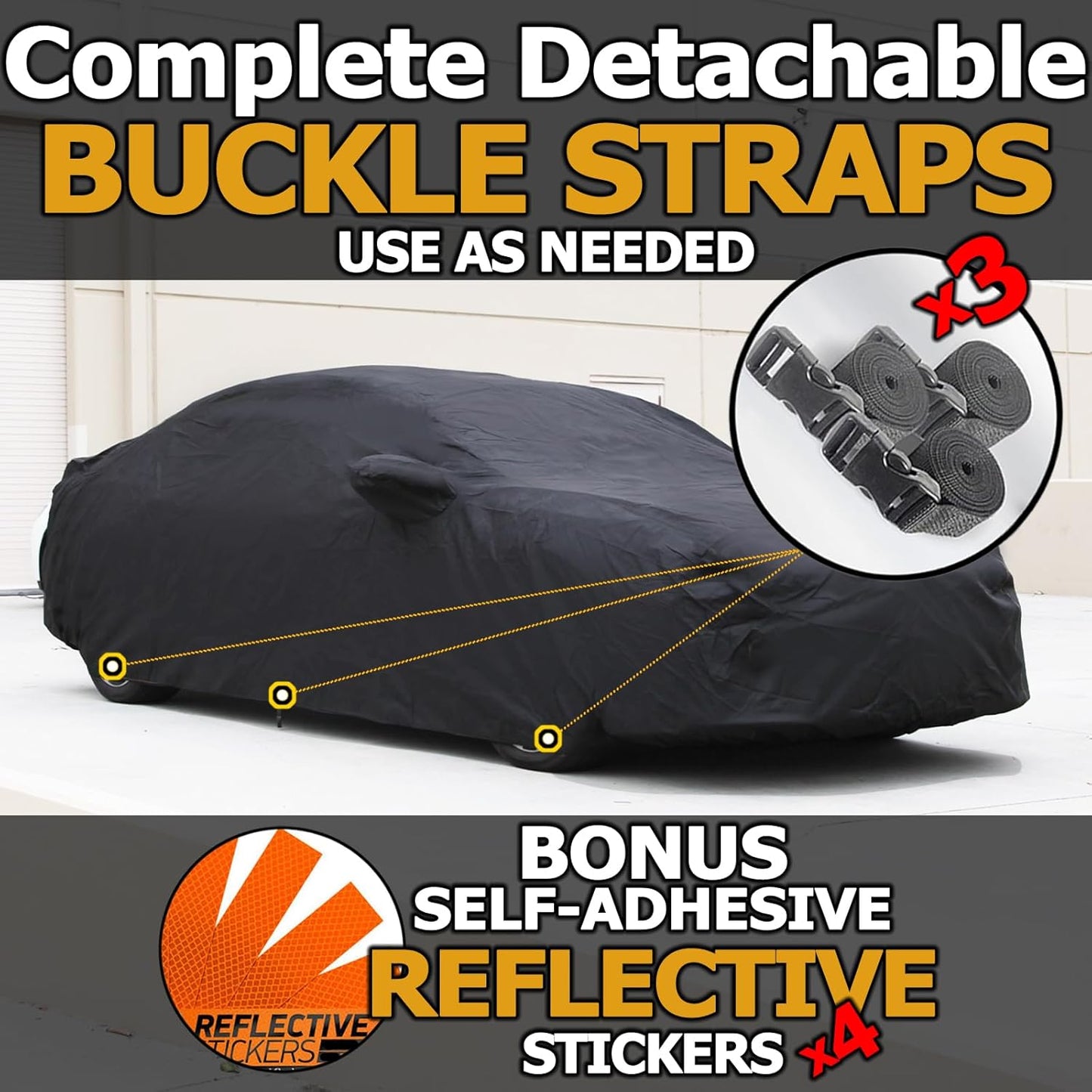 All Weather Waterproof car Cover Good for rain Snow uv Protection dust mid-Size Hatchback Big Wing sti Impreza Jetta Wagon Prius Black