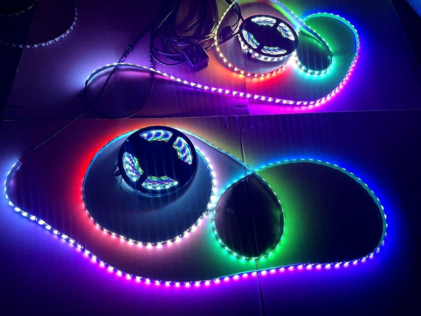 Black Out Full Tinted Smoked LEDs x4PCS 3FT 90CM 36INCH RGB Dream Color Chasing IP65 Light Strips for Car Truck Slingshot Golf Cart Bluetooth + Remote Durable Set