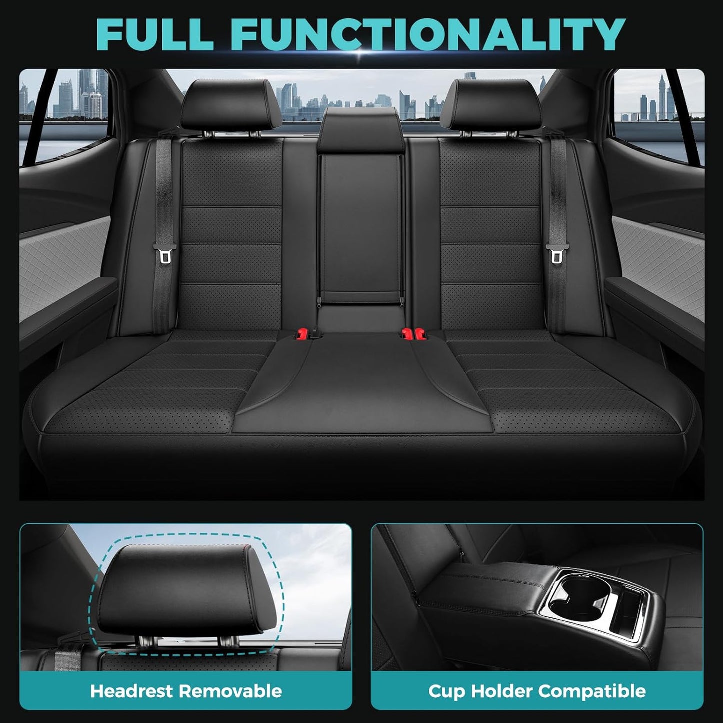 for Toyota Camry Seat Covers XLE XSE 2025 - Custom Fit Car Seat Covers Full Set, Leather Seat Covers for Cars, Waterproof Car Seat Cover, Black