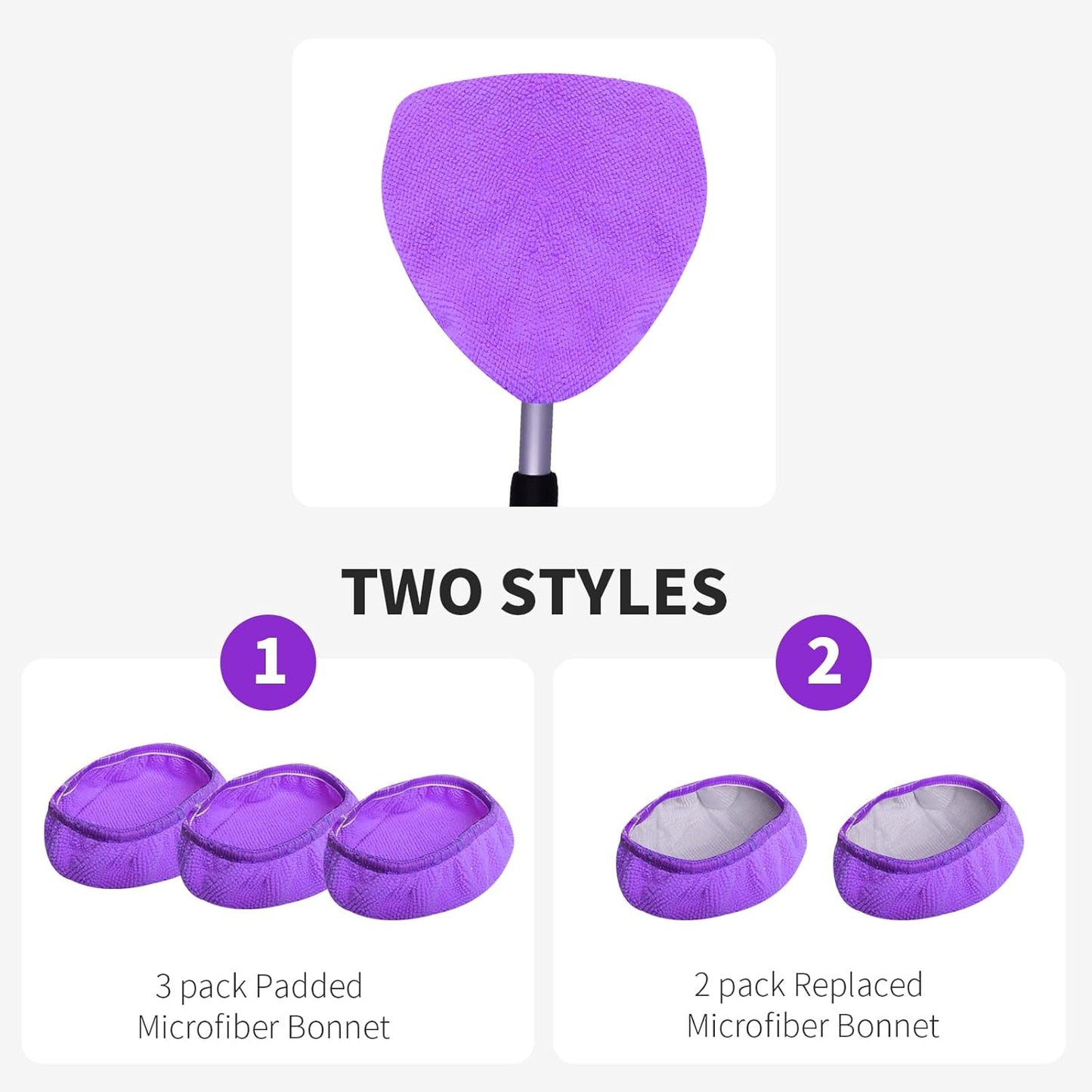 XINDELL 5 Pack Microfiber Pads – Replacement Heads Cover for Xindell Windshield Cleaner Tools. Washable & Reusable Triangle Pads (Violet). Fits Window Reach Tool - Handle Not Included