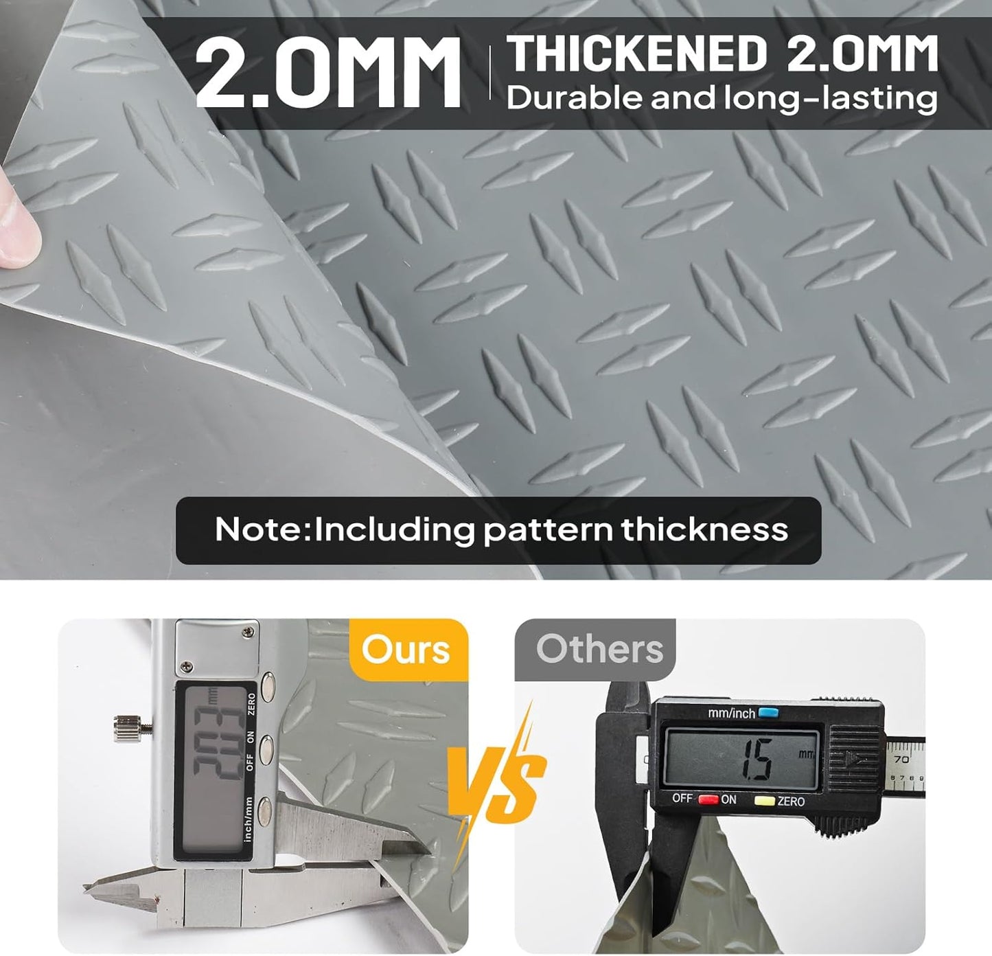 TUFFIOM 7.5 x 17 FT Garage Floor Mat, Thickened Diamond Plate PVC Garage Mats Flooring Roll for Under Car, Garage Car Parking Mats for Compact SUVs, Sports Car