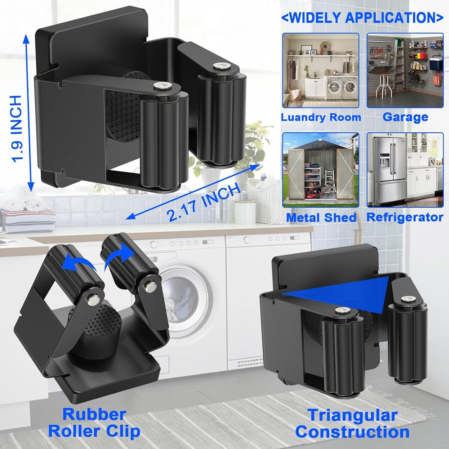 Strong Magnetic Mop Broom Holder, 2 Pack Heavy Duty Magnetic Mop Hanger for Refrigerators, Magnet Wall Mount Broom Holder Tool Storage for Laundry Room Garage Kitchen Workshops Metal Shed