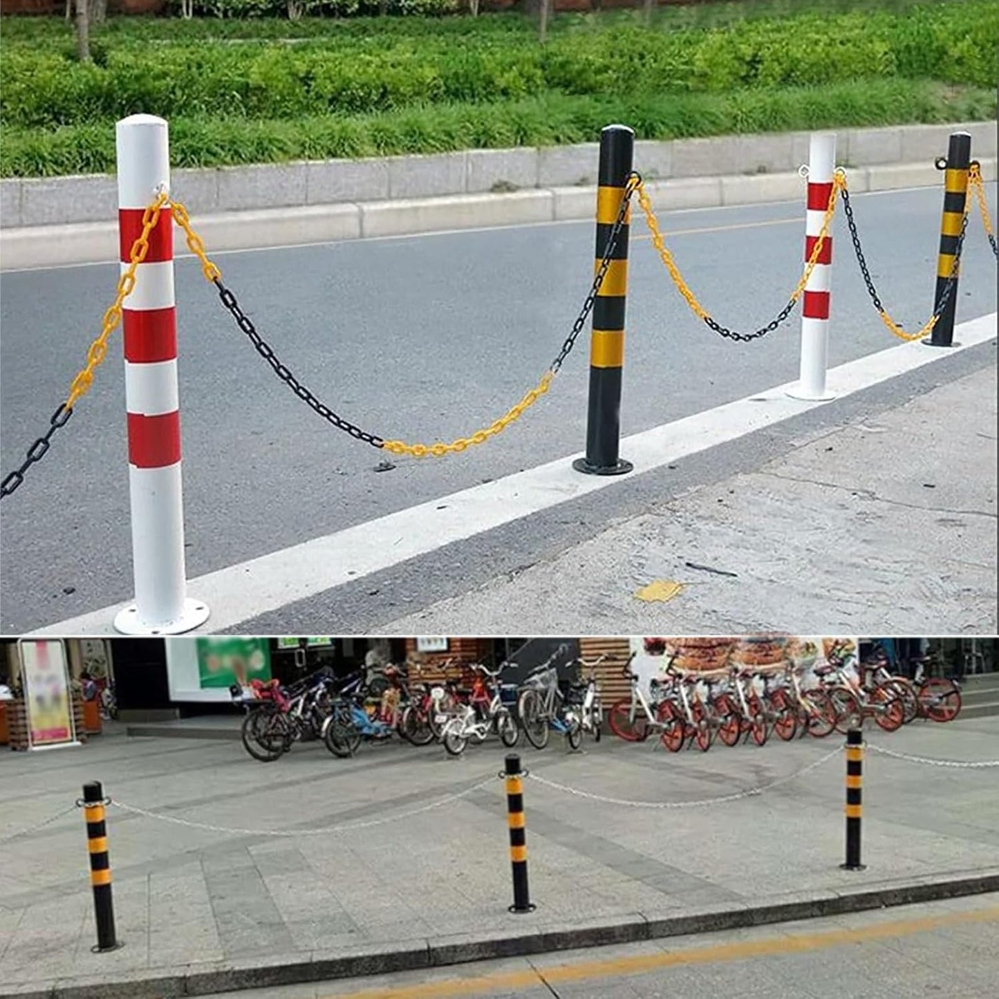 Safety Barrier Bollard for Driveways, Parking Bollard for Warehouse, Traffic Barricade Cones, Parking Stopper for Garage, for Construction Sites etc(Black (2PCS))