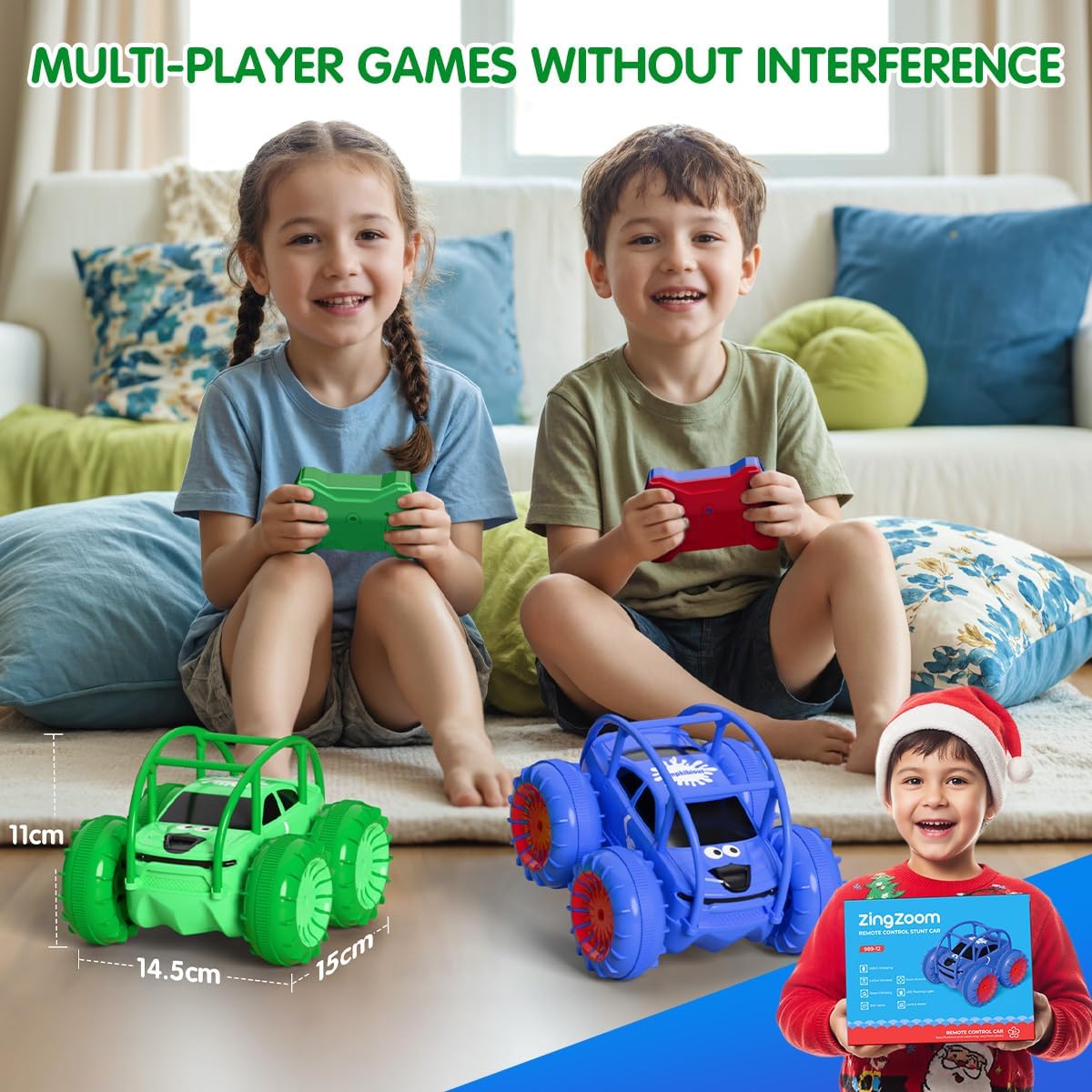 Remote Control Car, Fast Direct Charging RC Cars Amphibious Rechargeable Stunt Car 360° Rotating LED 2.4Ghz 4WD All Terrain Waterproof Cars Toy Christmas Birthday Gift Kids Boys 3-12 Years