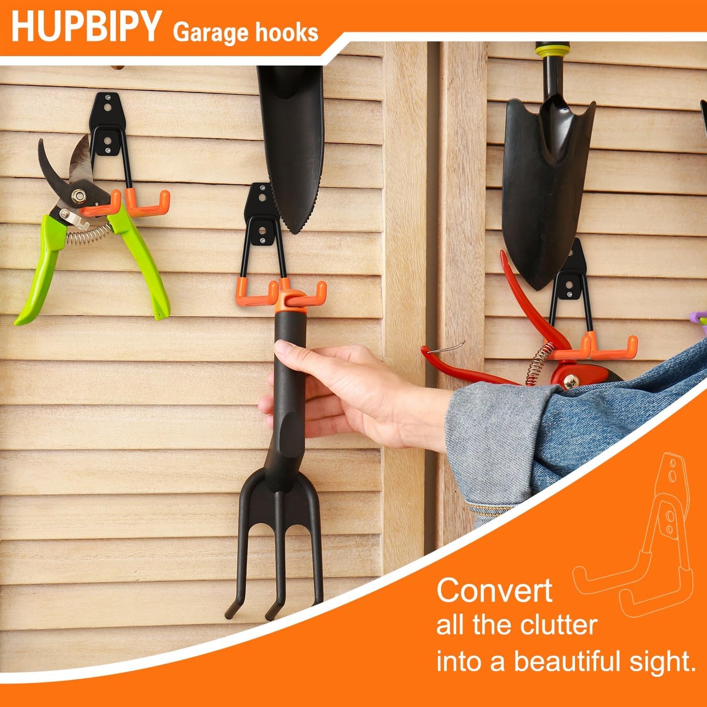 Heavy Duty Garage Hooks 4 Pack, 5.1 inch Medium U Shaped Hanger, Wall Mounted Storage System, Power and Garden Tool Organizer, for Hanging Ladders, Hose, Bulk Items and More