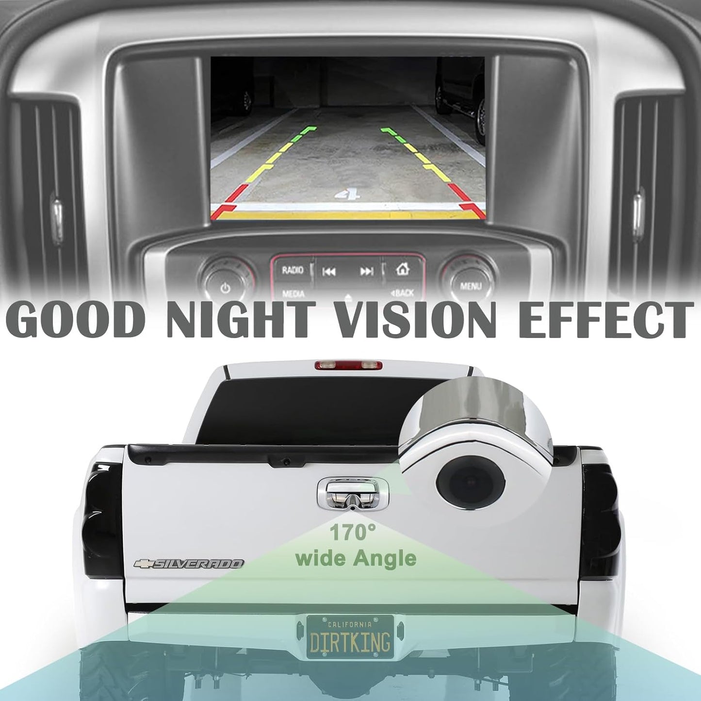 Backup Camera Tailgate Handle Rear View Camera Liftgate Latch Handle Chrome Compatible with 1999-2007 Chevrolet Chevy Silverado,GMC Sierra 1500 2500 3500 HD