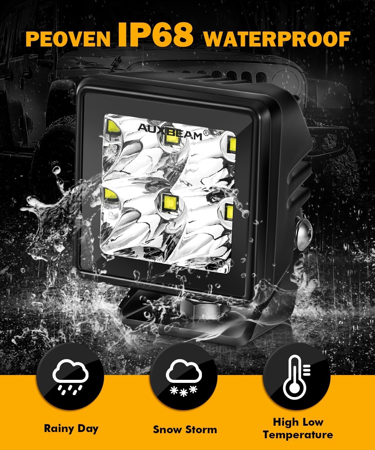 Auxbeam LED Pod Light, 2 Inch White Offroad Cube Light Pods Focusing Spotlights, 4800LM Off Road Spot Beam Auxiliary Driving Ditch Work Lights for Auto Truck Car Jeep